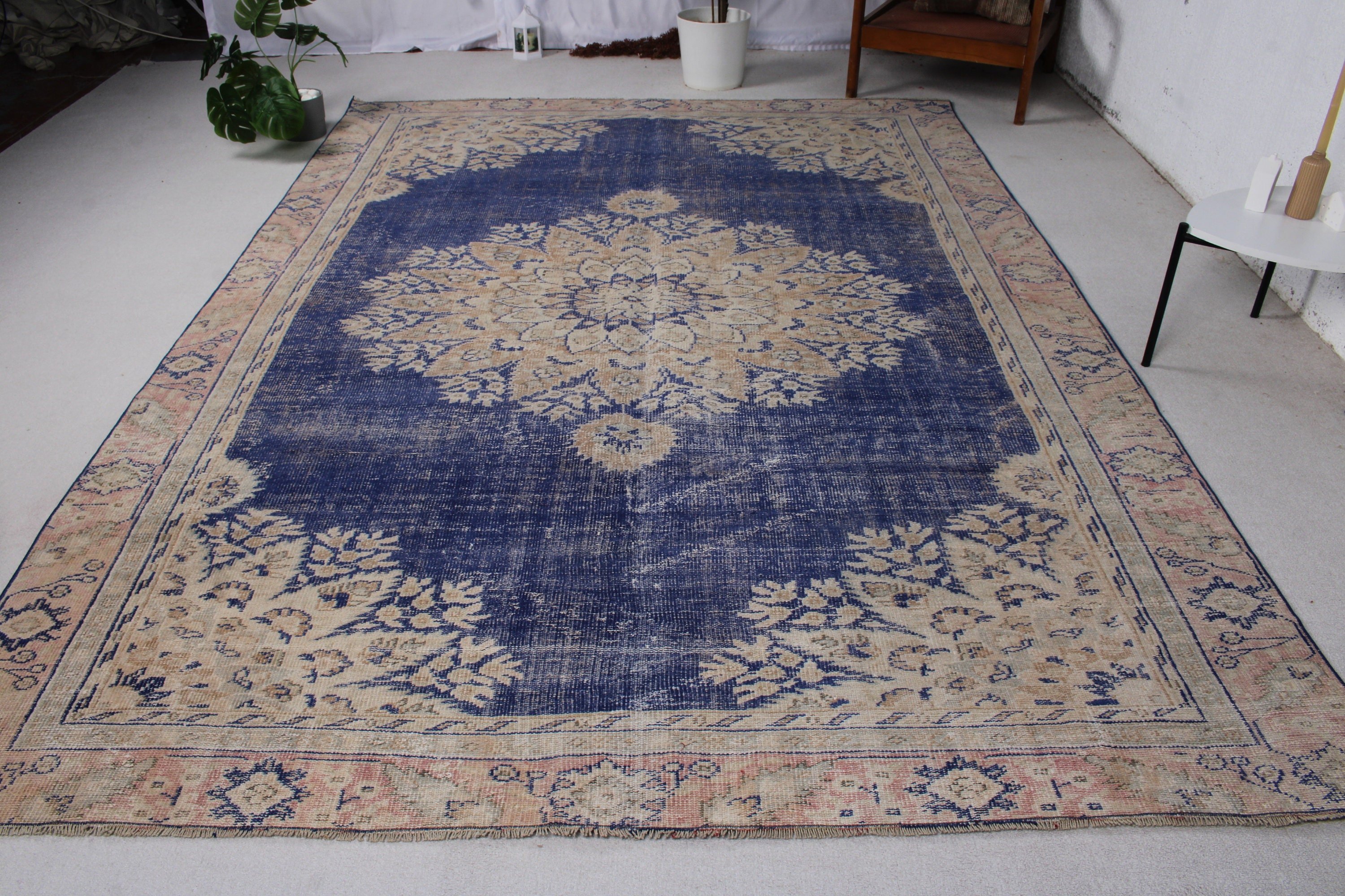 Türk Halısı, Bej Düz Dokuma Halılar, Büyük Boy Türk Halıları, Salon Halısı, Vintage Halılar, 7.4x10.6 ft Büyük Boy Halı, Geometrik Halılar, Anadolu Halısı