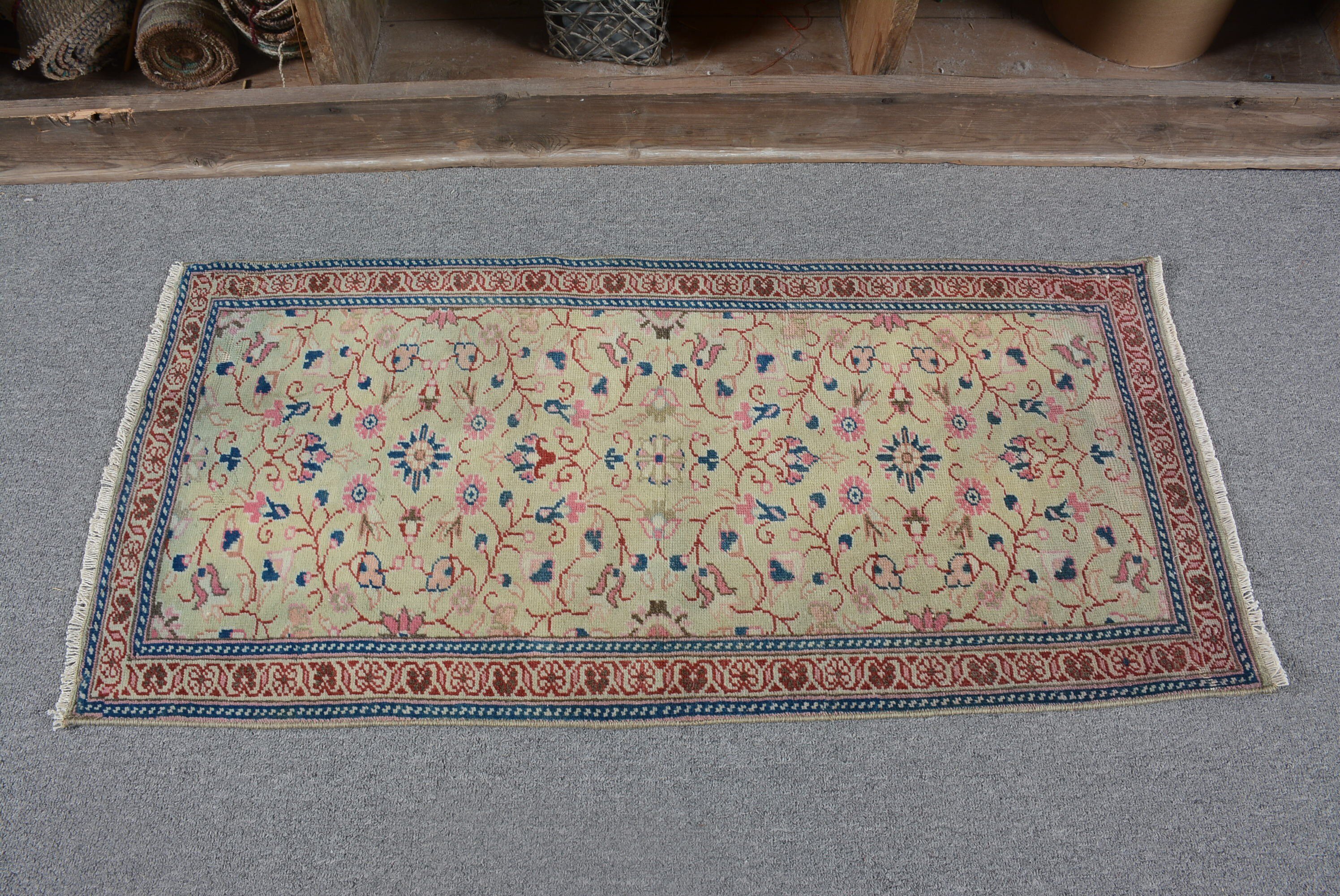 Giriş Halıları, Oushak Halısı, Türk Halıları, Vintage Halı, Yurt Halısı, 1,5x3,2 ft Küçük Halı, Yeşil Yer Halısı, Yer Halısı, Banyo Halıları, Banyo Halıları