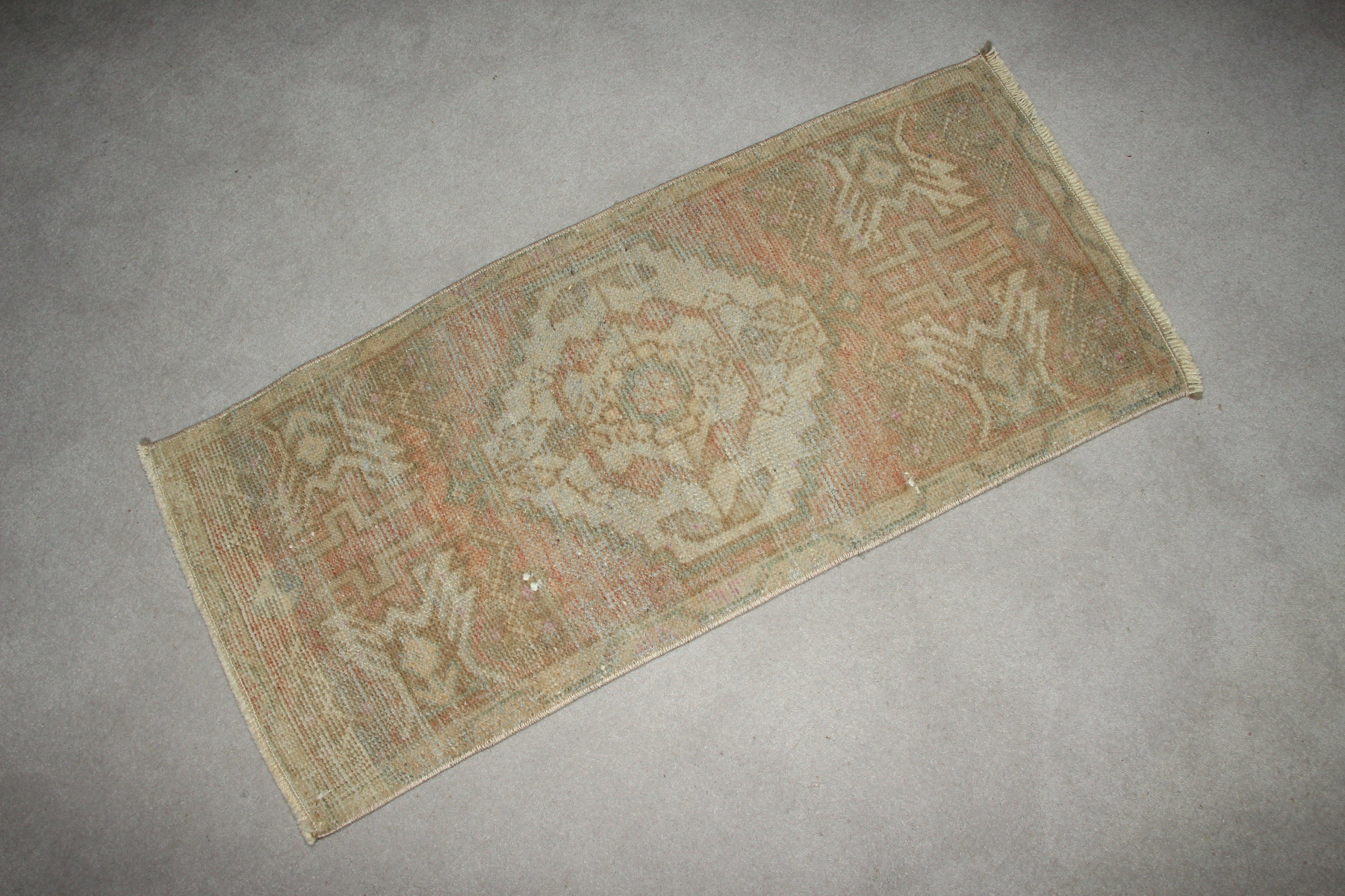 Turkish Rug, Car Mat Rug, Cool Rugs, Dorm Rug, Beige  1.4x3.2 ft Small Rug, Rugs for Wall Hanging, Vintage Rug, Kitchen Rugs
