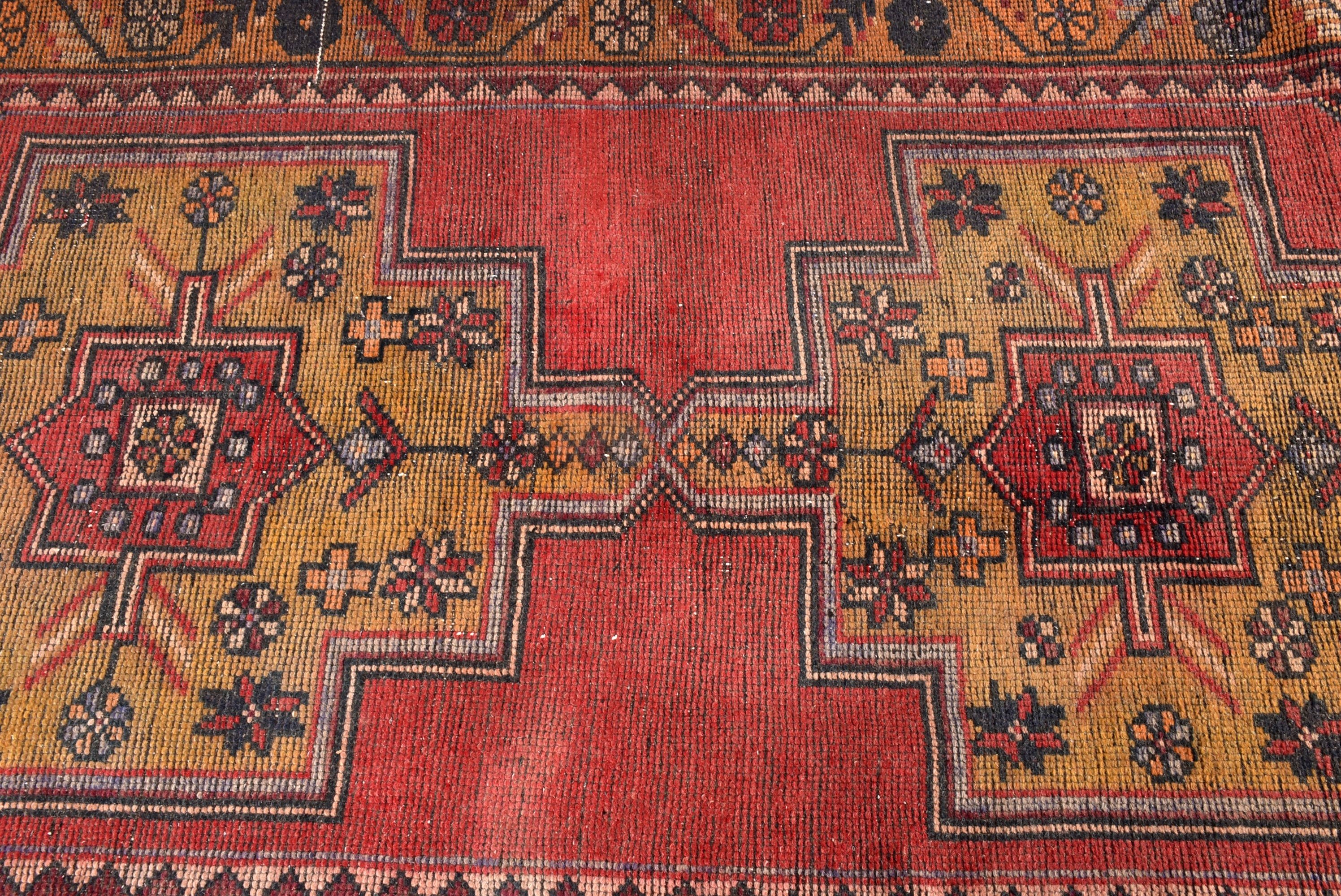 Neutral Rug, 3.6x8.1 ft Area Rugs, Boho Area Rugs, Turkish Rugs, Floor Rug, Rugs for Dining Room, Oriental Rug, Red Boho Rugs, Vintage Rugs