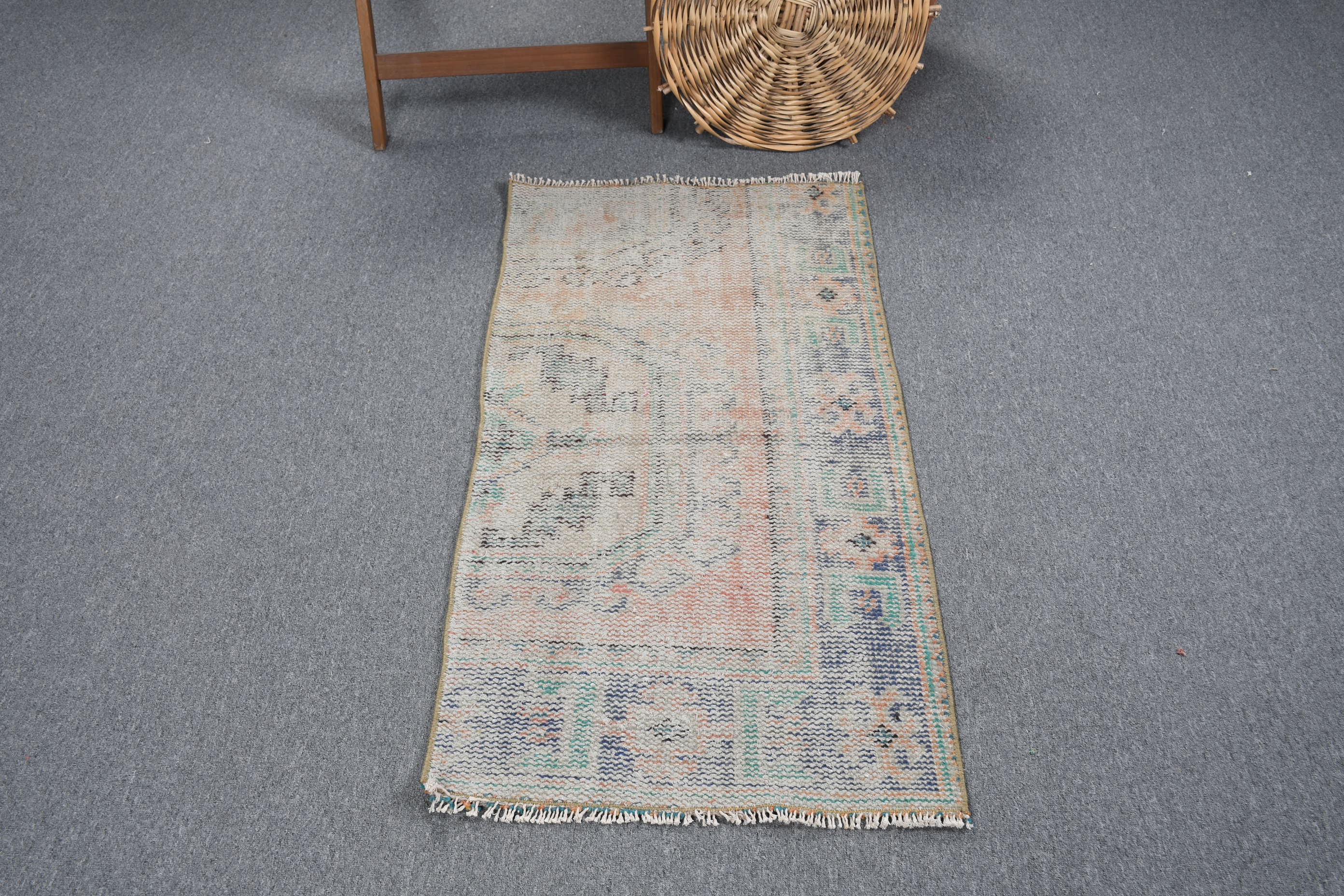 Pastel Rug, Bedroom Rug, Antique Rugs, 2x3.9 ft Small Rug, Turkish Rugs, Orange Oriental Rugs, Wall Hanging Rug, Vintage Rugs, Kitchen Rugs