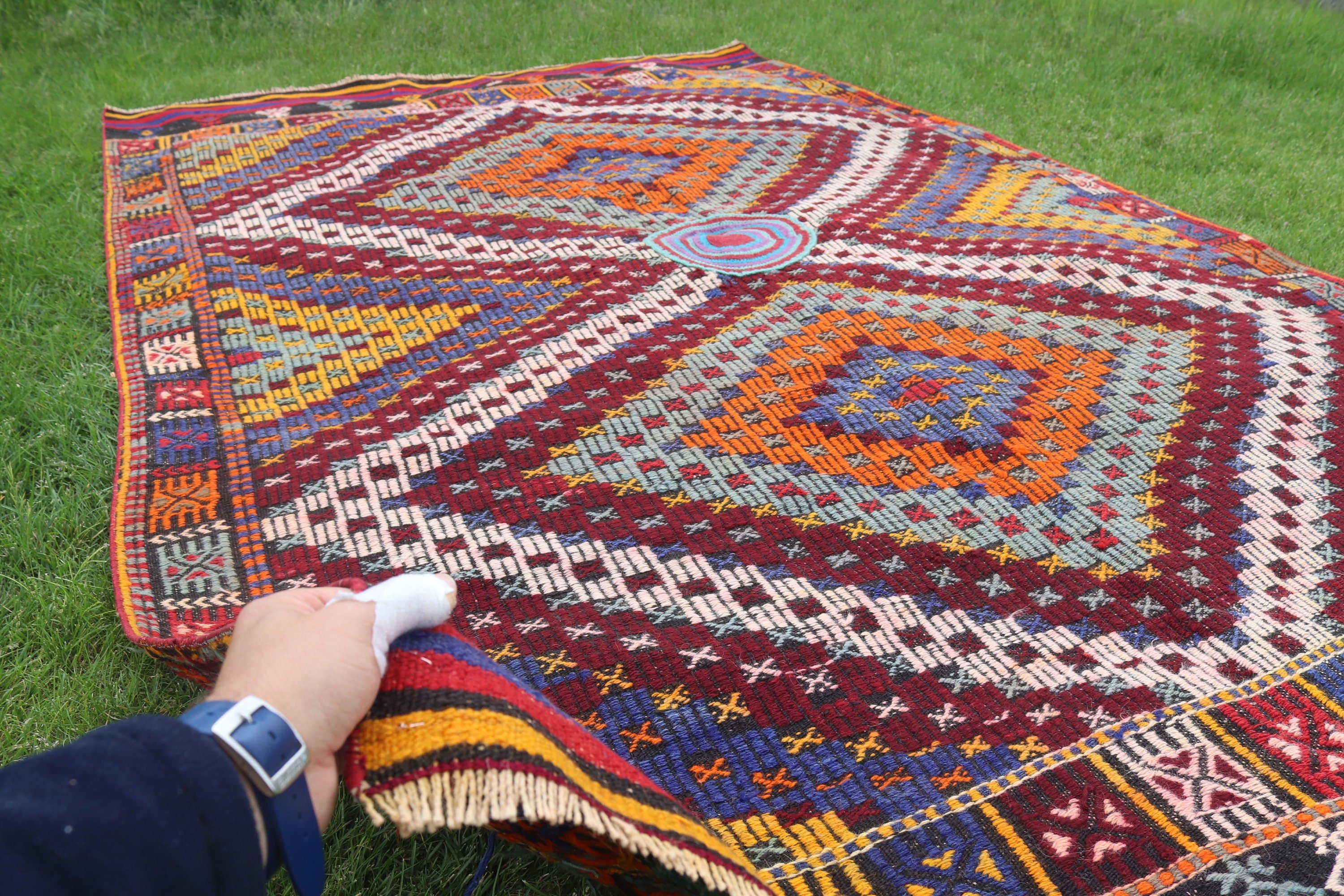 Rainbow Geometric Rugs, Home Decor Rug, Exotic Rug, 5.6x9.1 ft Large Rug, Vintage Rug, Luxury Rug, Large Vintage Rug, Turkish Rug, Kilim