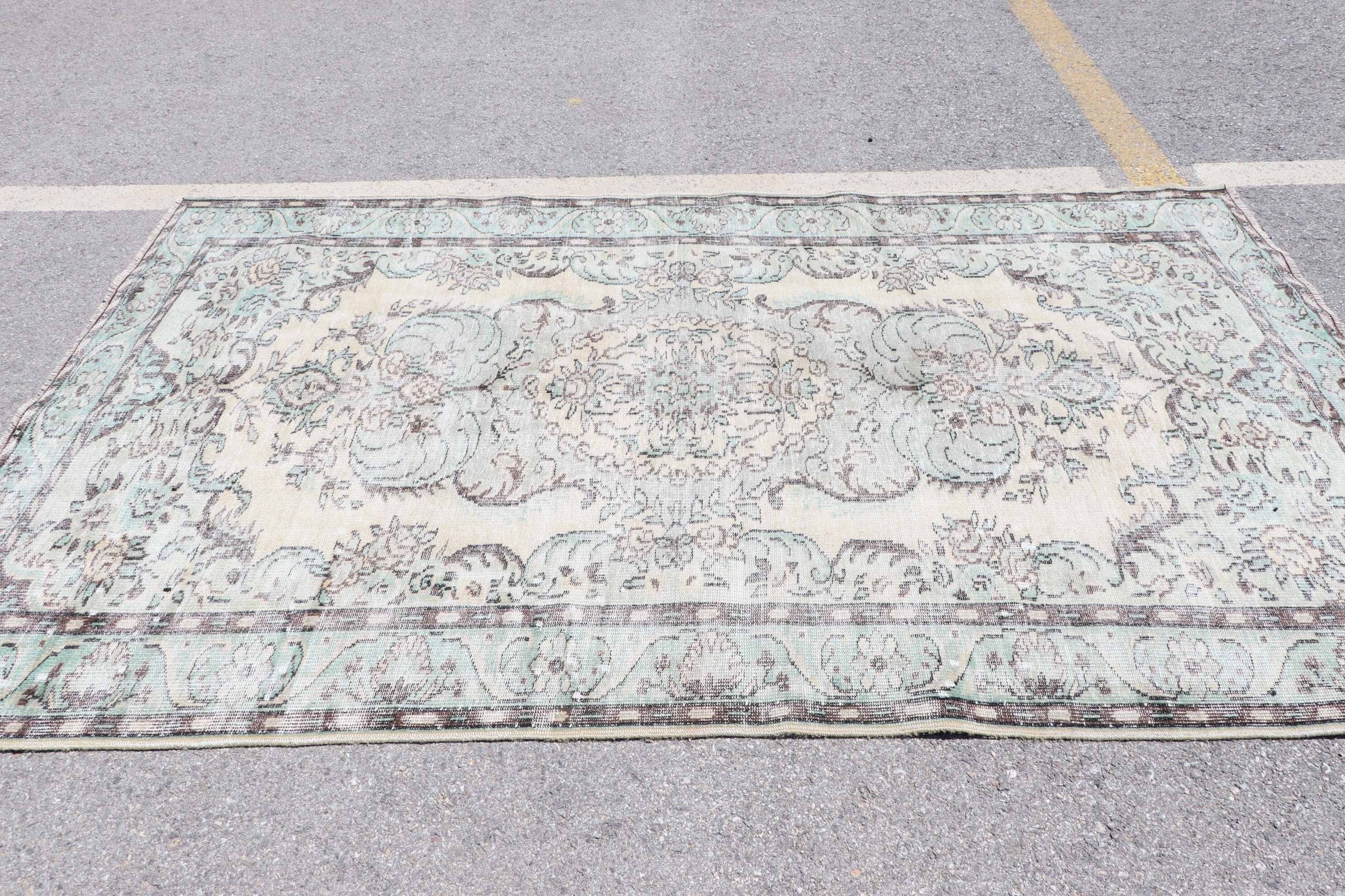 Bedroom Rugs, Beige Oriental Rugs, Salon Rug, Natural Rug, Rugs for Dining Room, Vintage Rug, Turkish Rug, Cool Rugs, 5.8x9.8 ft Large Rug