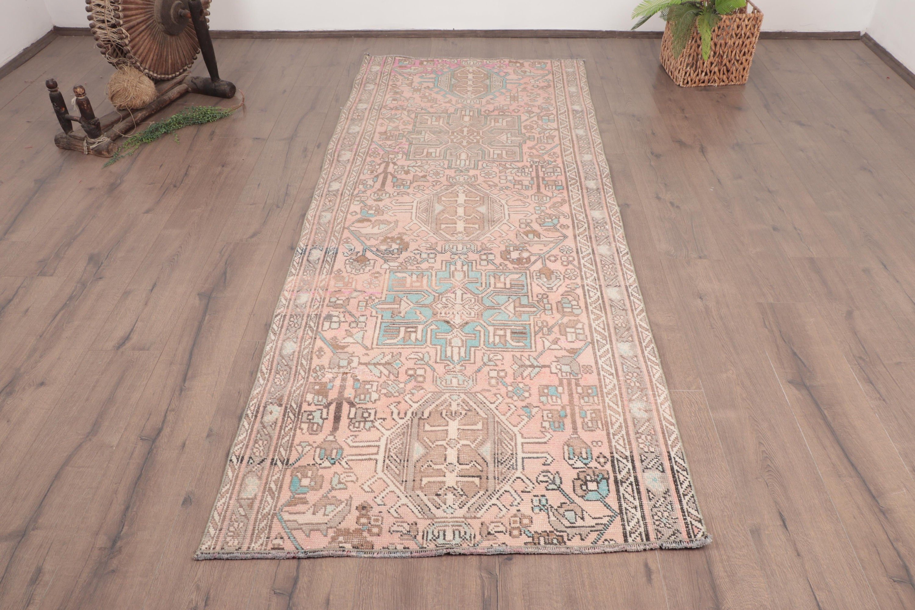 Pink Home Decor Rugs, Statement Rugs, Rugs for Corridor, Turkish Rug, Geometric Rug, Kitchen Rugs, 3.2x8.2 ft Runner Rug, Vintage Rug