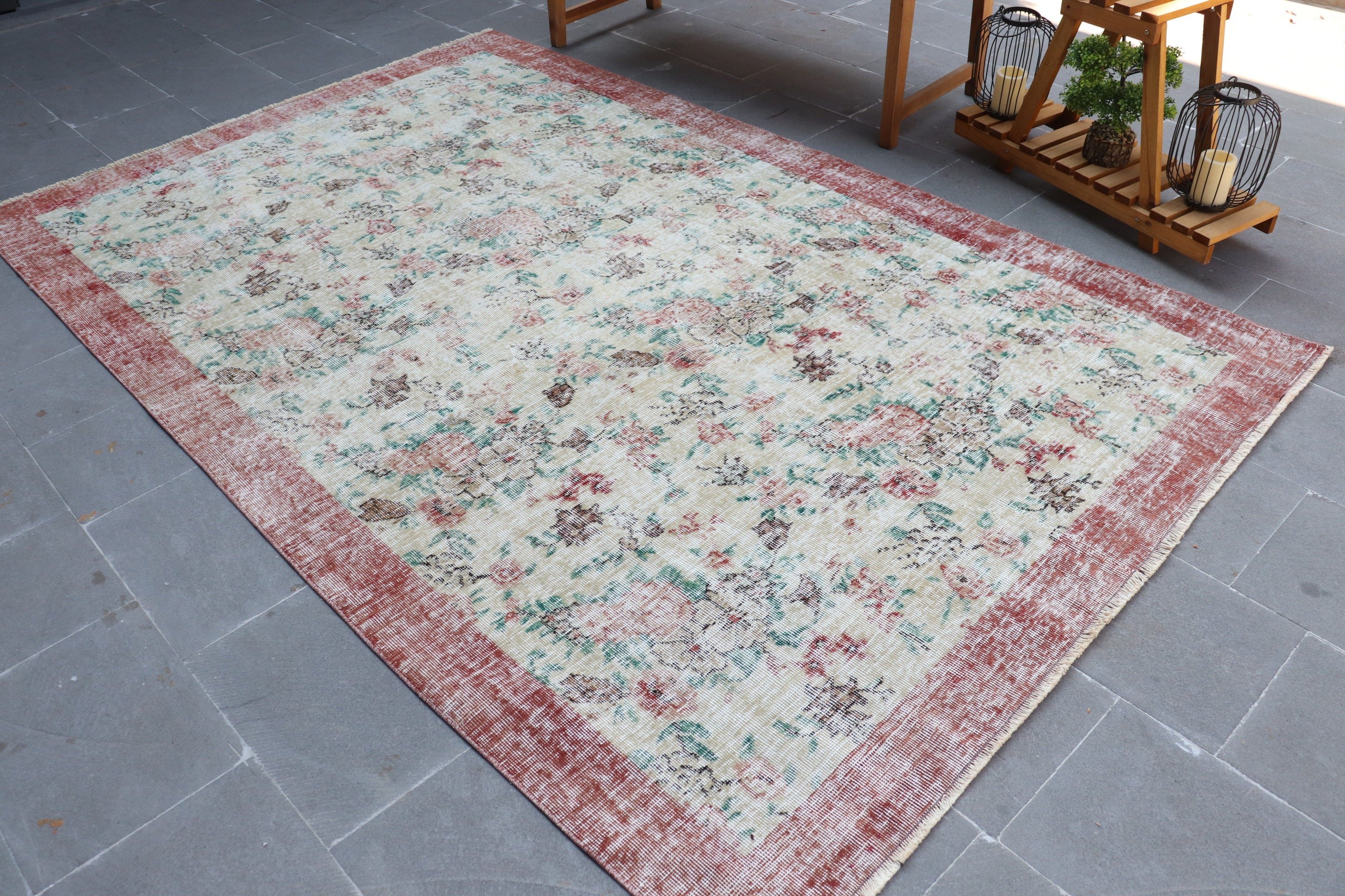 Living Room Rugs, 5.5x8.7 ft Large Rug, Wool Rugs, Turkish Rugs, Beige Kitchen Rugs, Salon Rug, Vintage Rug, Turkey Rug