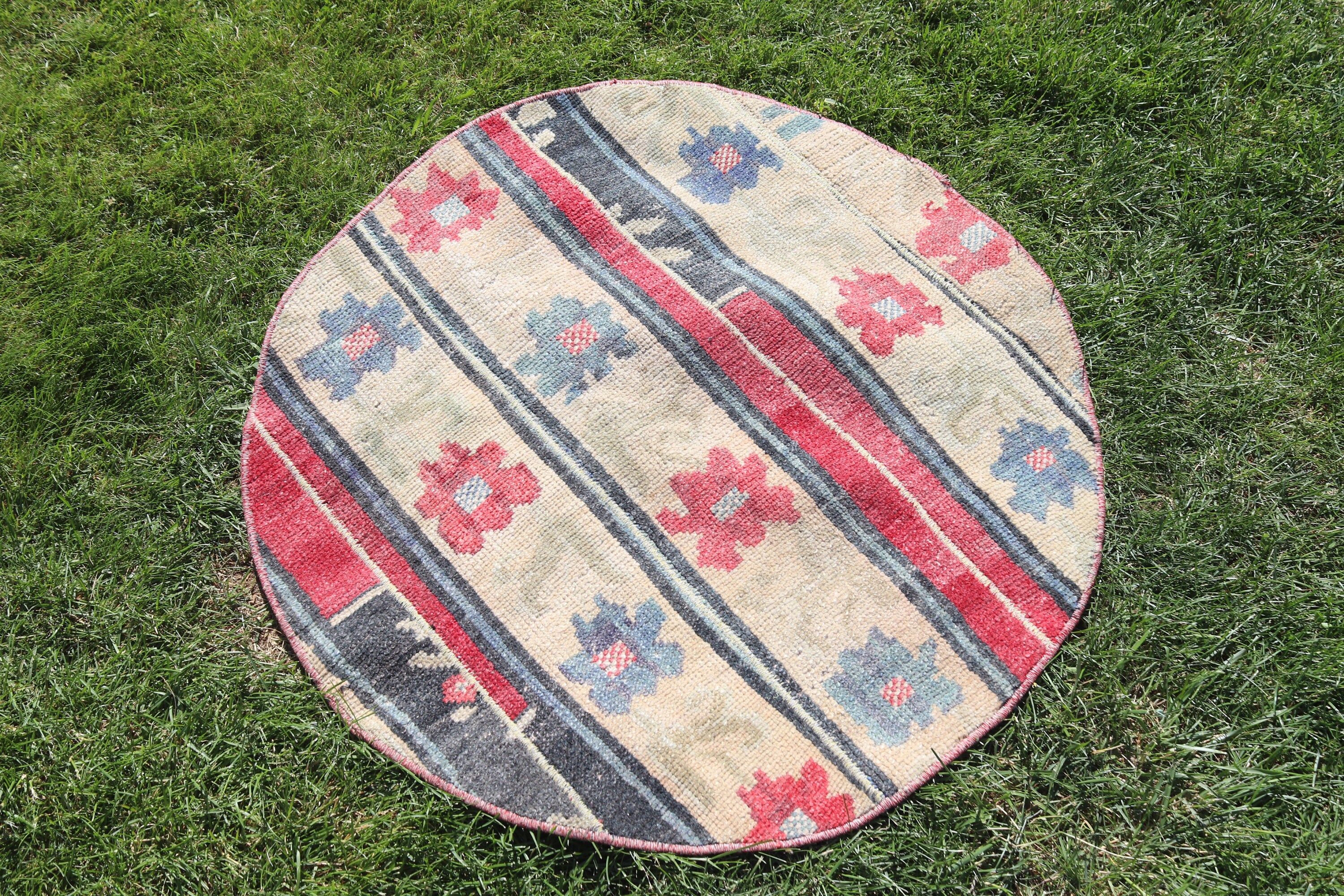 2.6x2.6 ft Küçük Halılar, Mavi Antika Halılar, Vintage Halı, Duvara Asılı Halılar, Küçük Boho Halı, Türk Halısı, Düz Dokuma Halılar