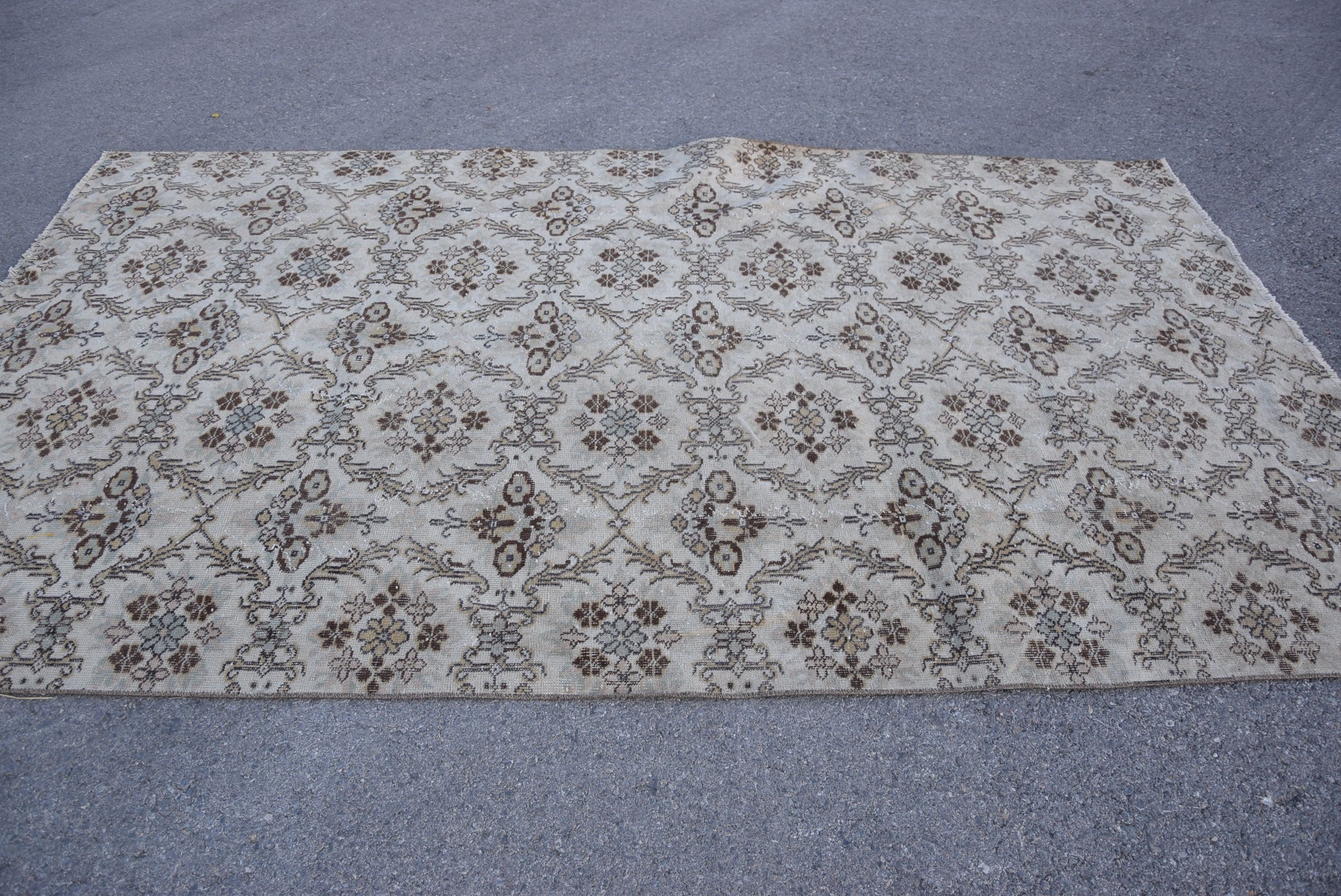 Vintage Rug, Salon Rugs, Moroccan Rugs, Eclectic Rug, Beige Cool Rugs, 5.4x9.3 ft Large Rug, Living Room Rug, Turkish Rug