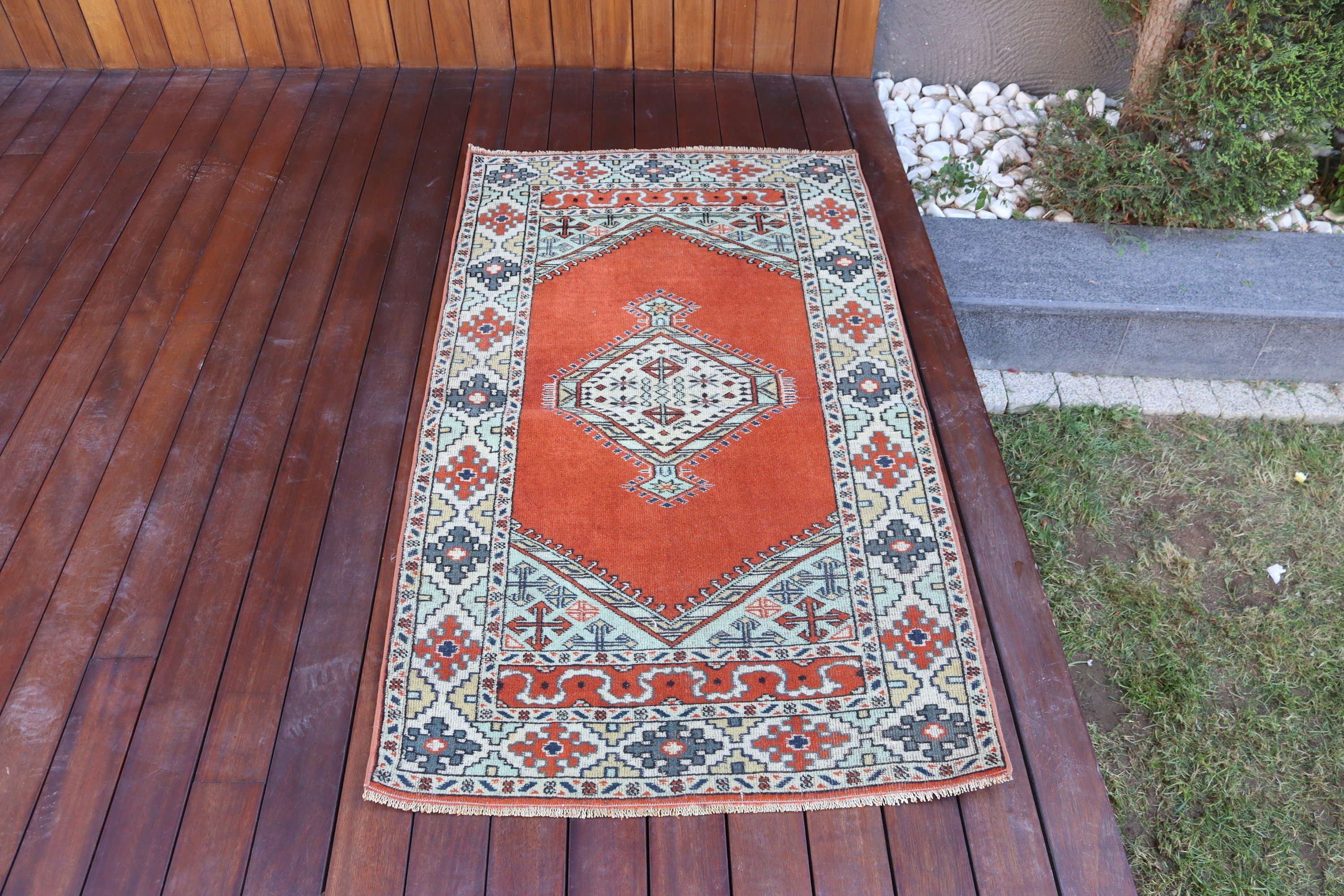 Küçük Boho Halıları, Duvara Asılı Halı, Boho Halıları, Nötr Halılar, Vintage Halılar, 2,6x4,8 ft Küçük Halılar, Türk Halısı, Turuncu Yatak Odası Halısı