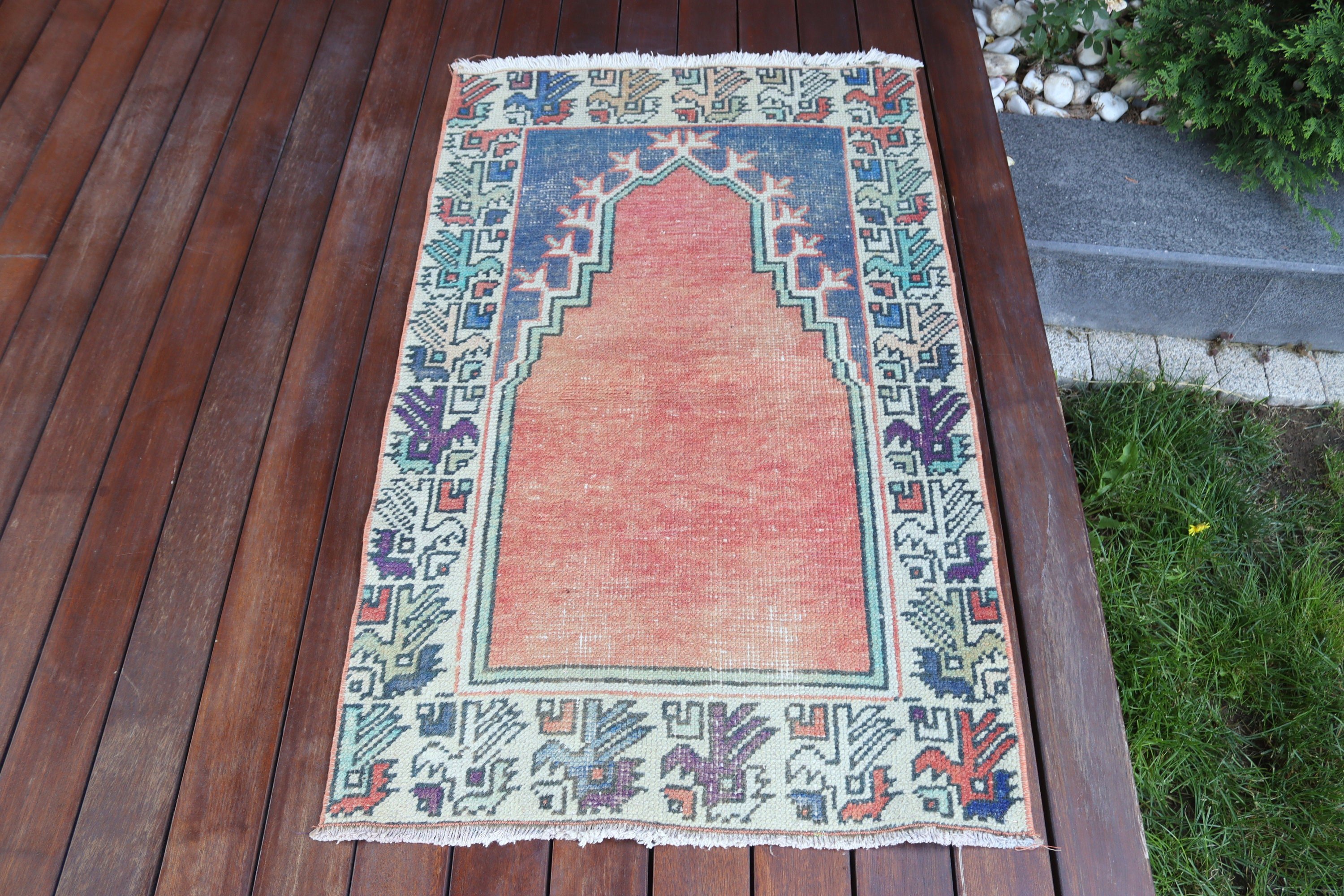 2.2x3.6 ft Küçük Halı, Paspas Kilimleri, Kırmızı Yer Halıları, Banyo Halısı, Antika Halı, Türk Halısı, Vintage Halı, Küçük Alan Halısı