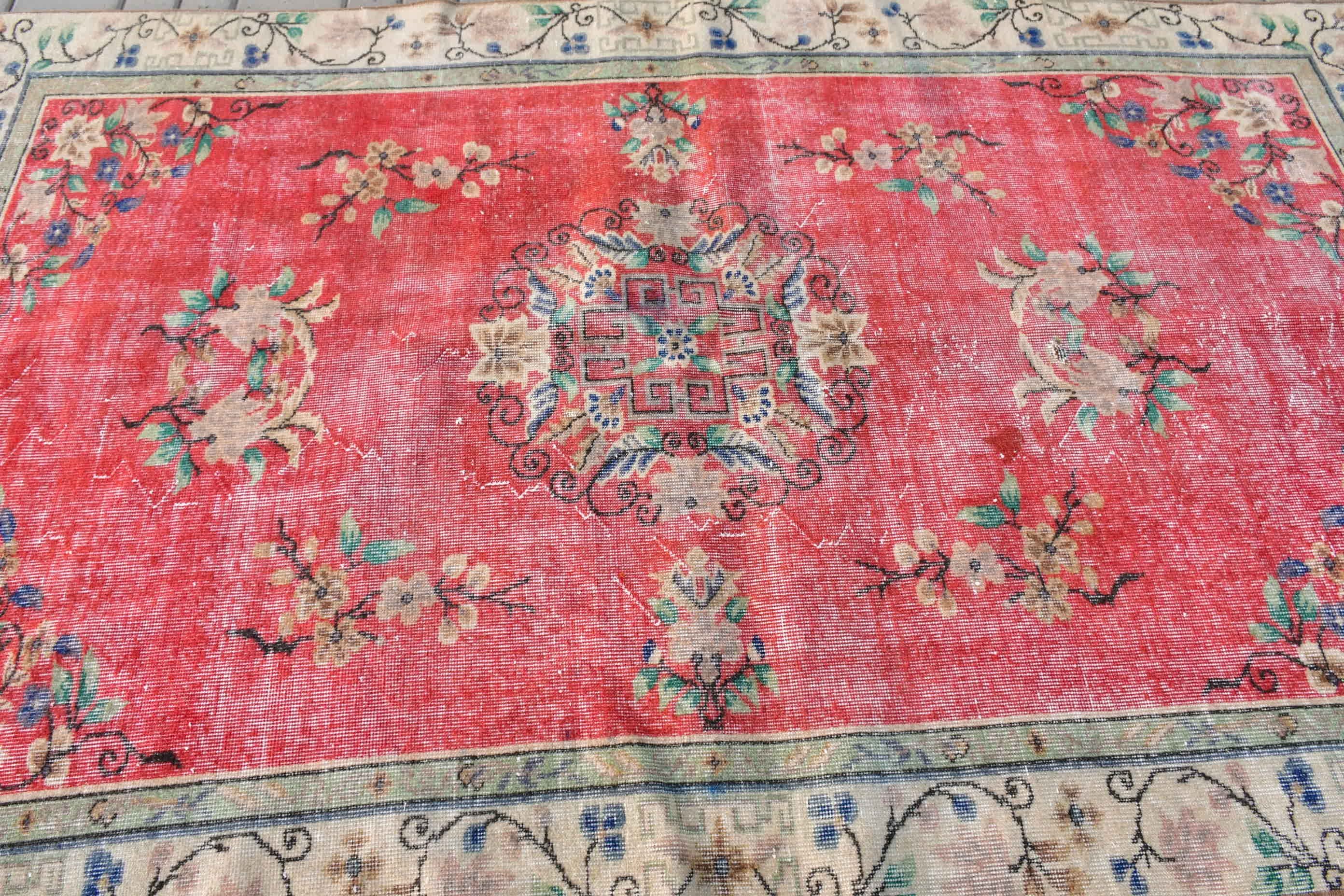 Turkish Rug, Living Room Rug, Floor Rug, Red Anatolian Rug, Salon Rug, 5.2x8.6 ft Large Rug, Moroccan Rug, Rugs for Salon, Vintage Rugs