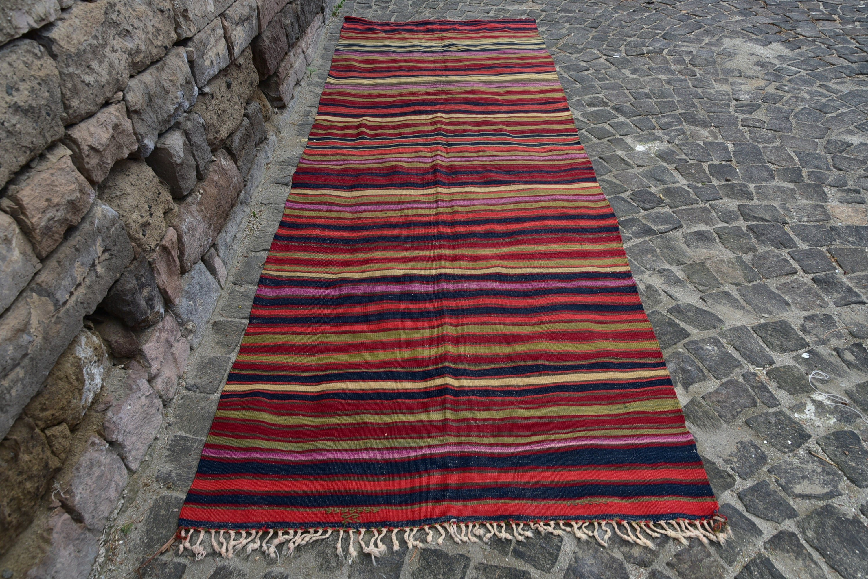 Oushak Rug, Kilim, Rugs for Hallway, Vintage Rugs, Kitchen Rugs, Turkish Rug, Bedroom Rug, Organic Rug, Stair Rugs, 4.1x11.6 ft Runner Rugs