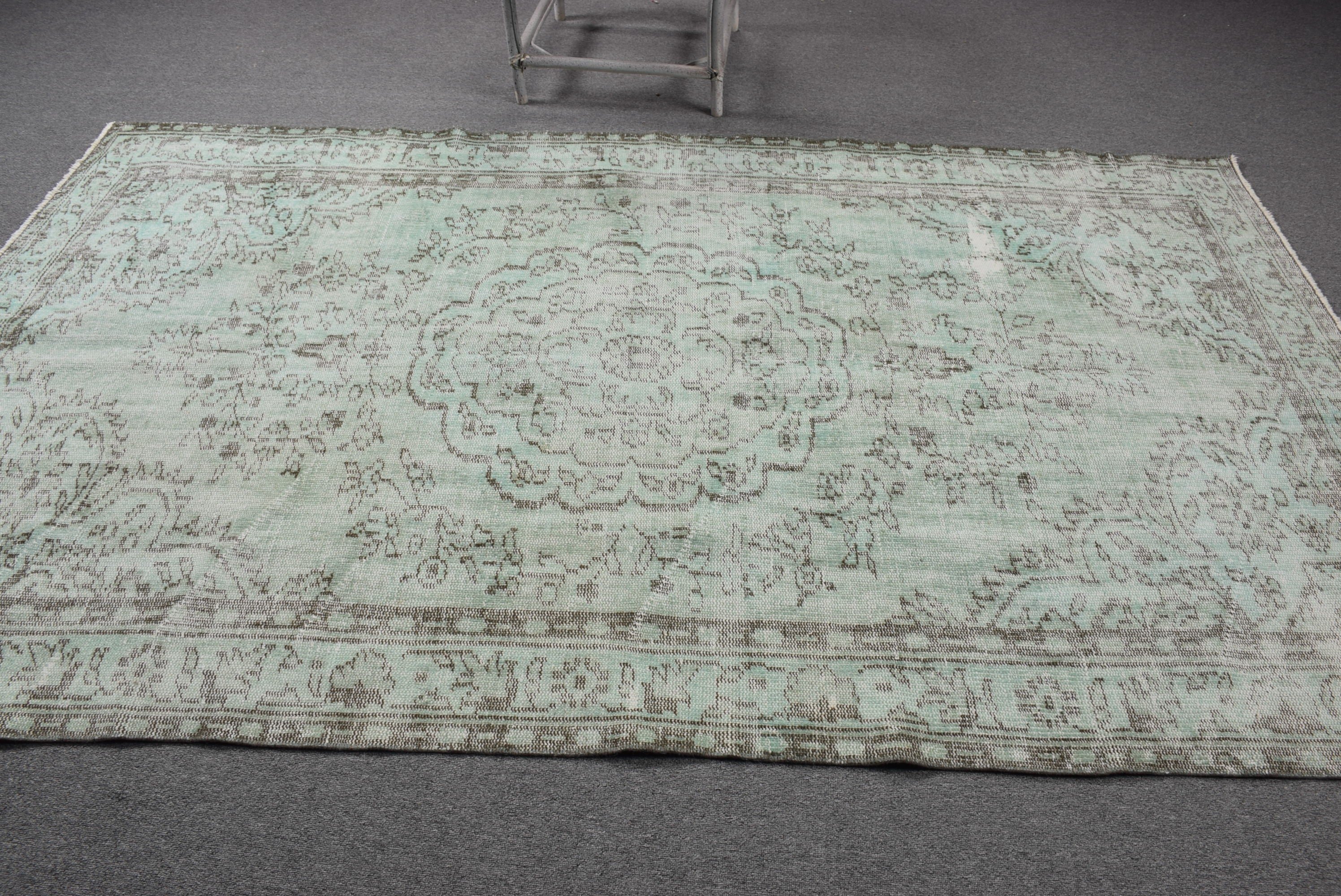 Wool Rugs, Dining Room Rug, 5x8.7 ft Large Rug, Green Cool Rug, Vintage Rugs, Turkish Rug, Living Room Rugs, Kitchen Rugs, Nomadic Rugs