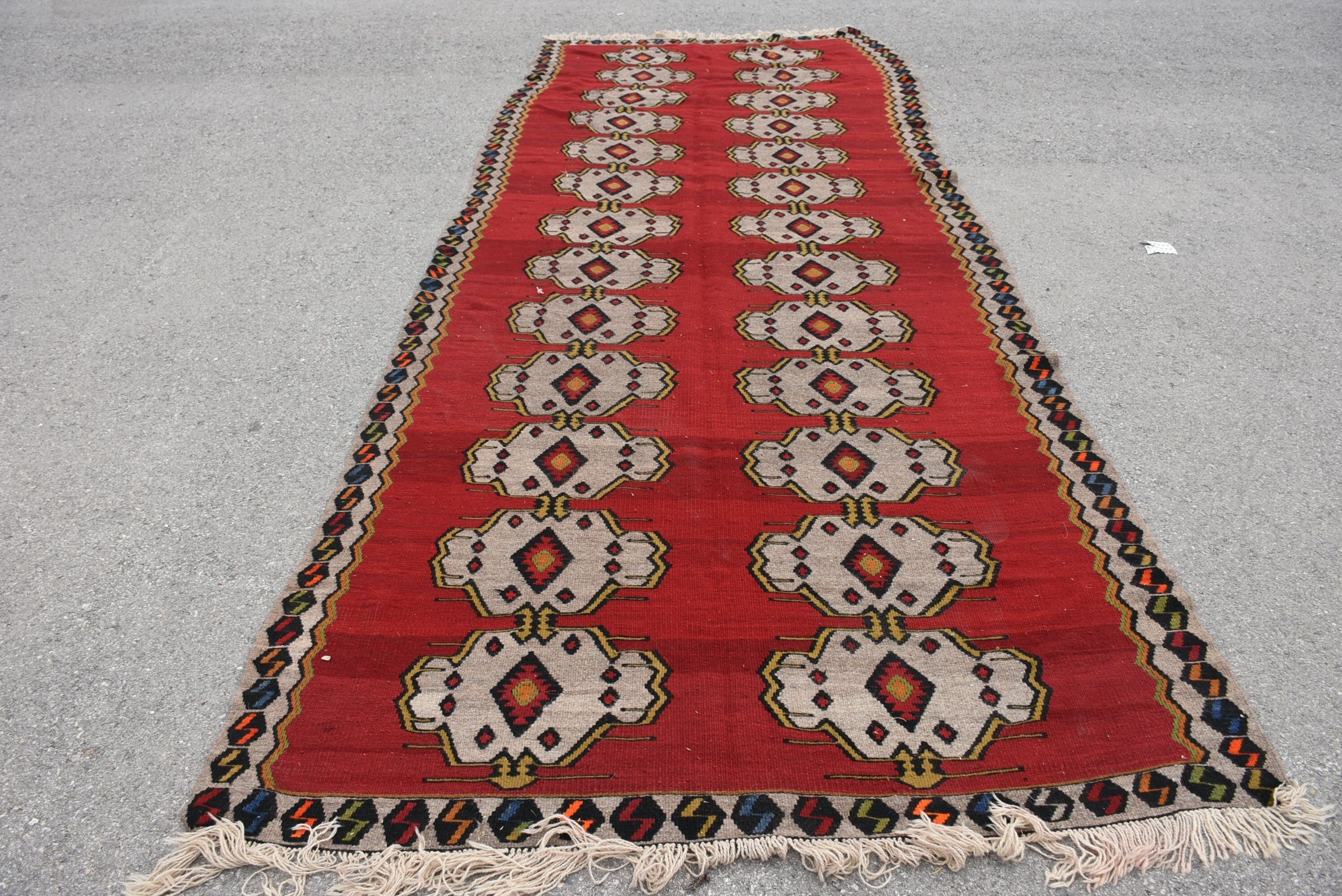 Kilim, 5.6x14.4 ft Yolluk Halısı, Vintage Halılar, Merdiven Halıları, Mutfak Halısı, Türk Halısı, Kırmızı Oryantal Halı, Oushak Halısı, Sanat Halısı, Oryantal Halılar