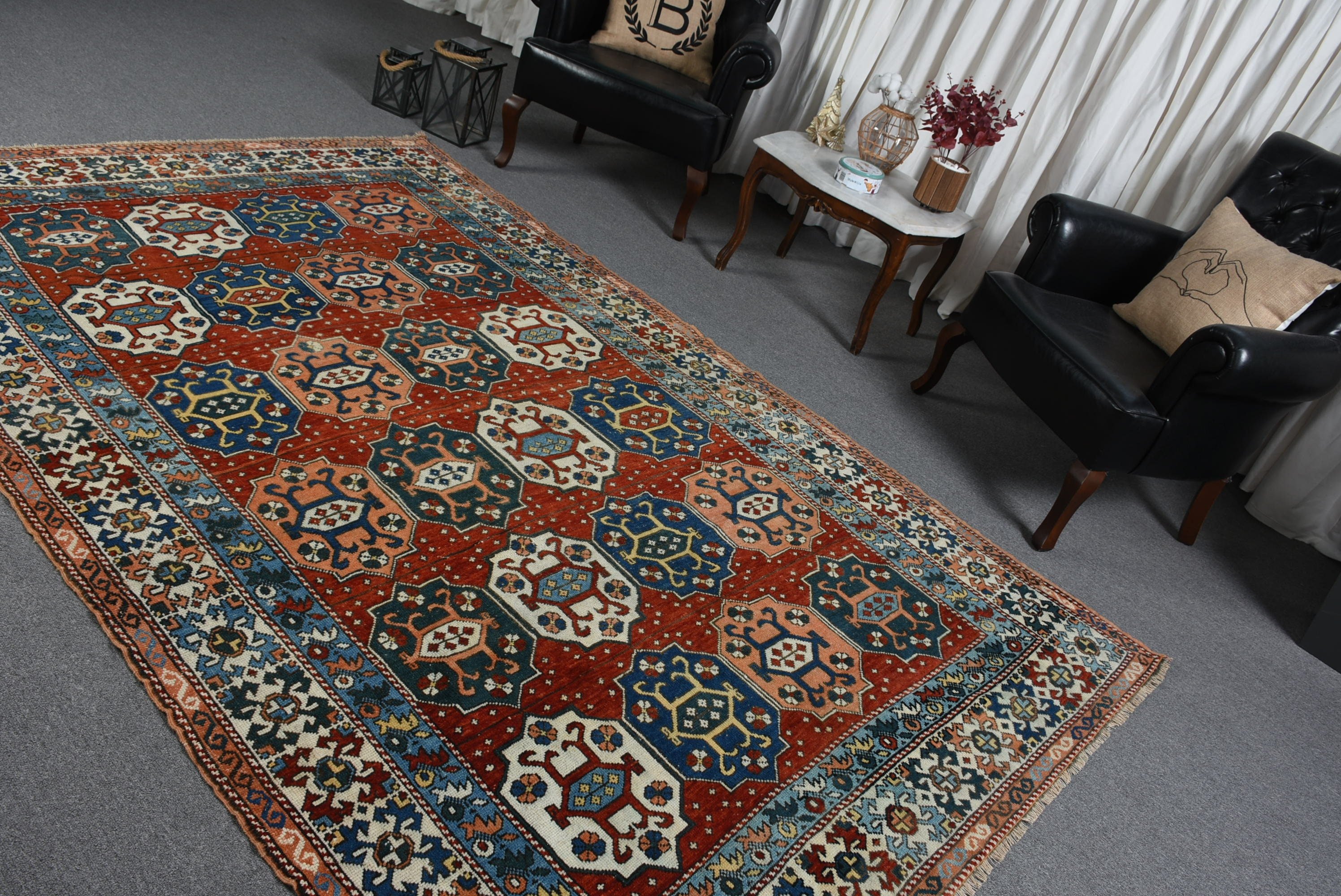 Red Home Decor Rug, Turkish Rugs, Turkey Rug, Bedroom Rugs, Vintage Rugs, 5.9x9.2 ft Large Rug, Living Room Rug, Antique Rugs, Wool Rug