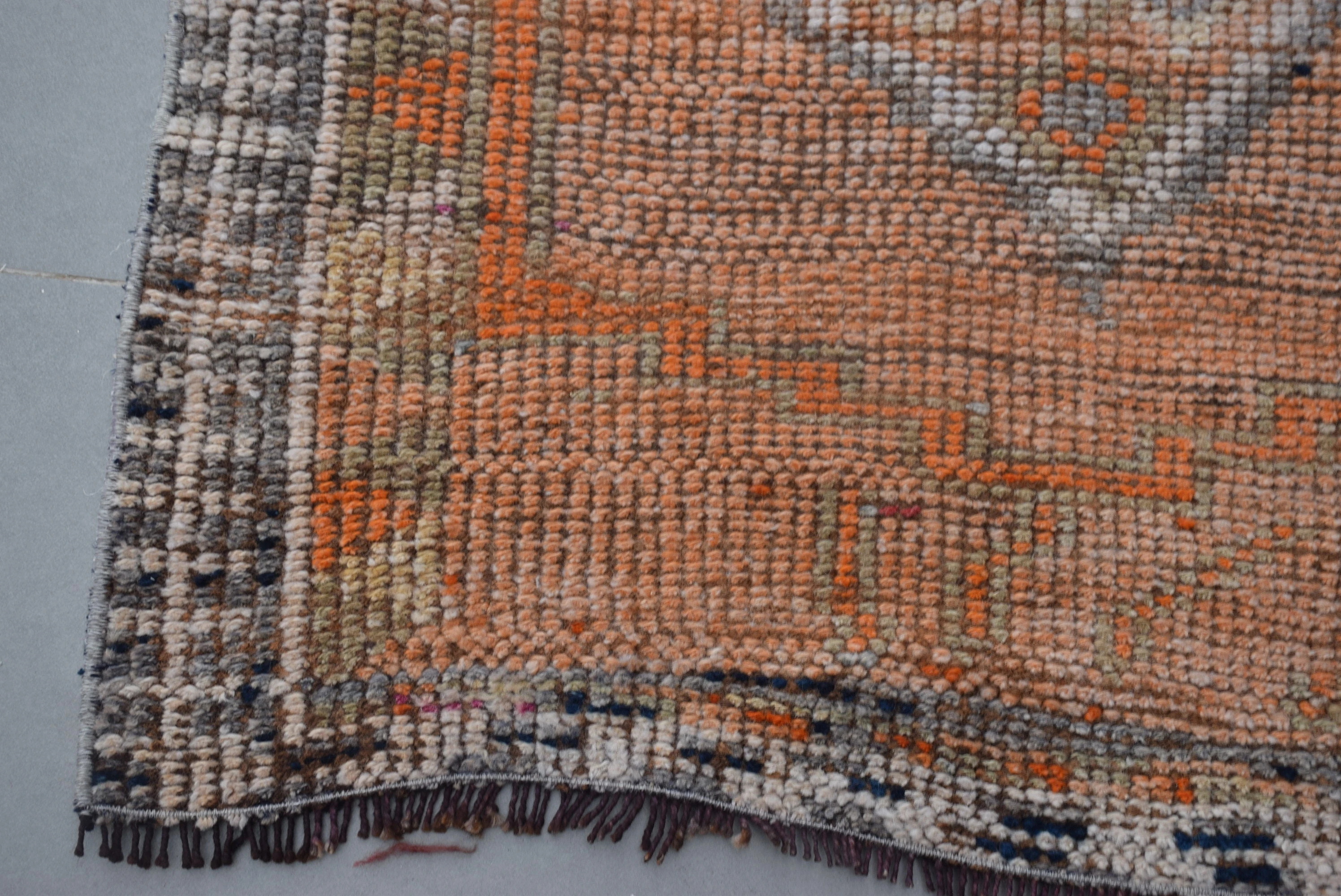 Pale Rugs, Vintage Rug, Antique Rug, Home Decor Rug, Turkish Rugs, 2.7x13.5 ft Runner Rugs, Corridor Rug, Orange Moroccan Rug, Hallway Rugs