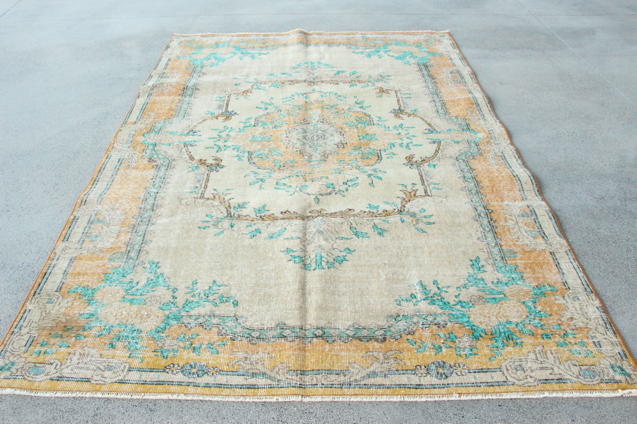 Bedroom Rug, 5.9x8.7 ft Large Rugs, Turkish Rug, Oriental Rugs, Geometric Rugs, Living Room Rugs, Beige Handwoven Rug, Vintage Rug