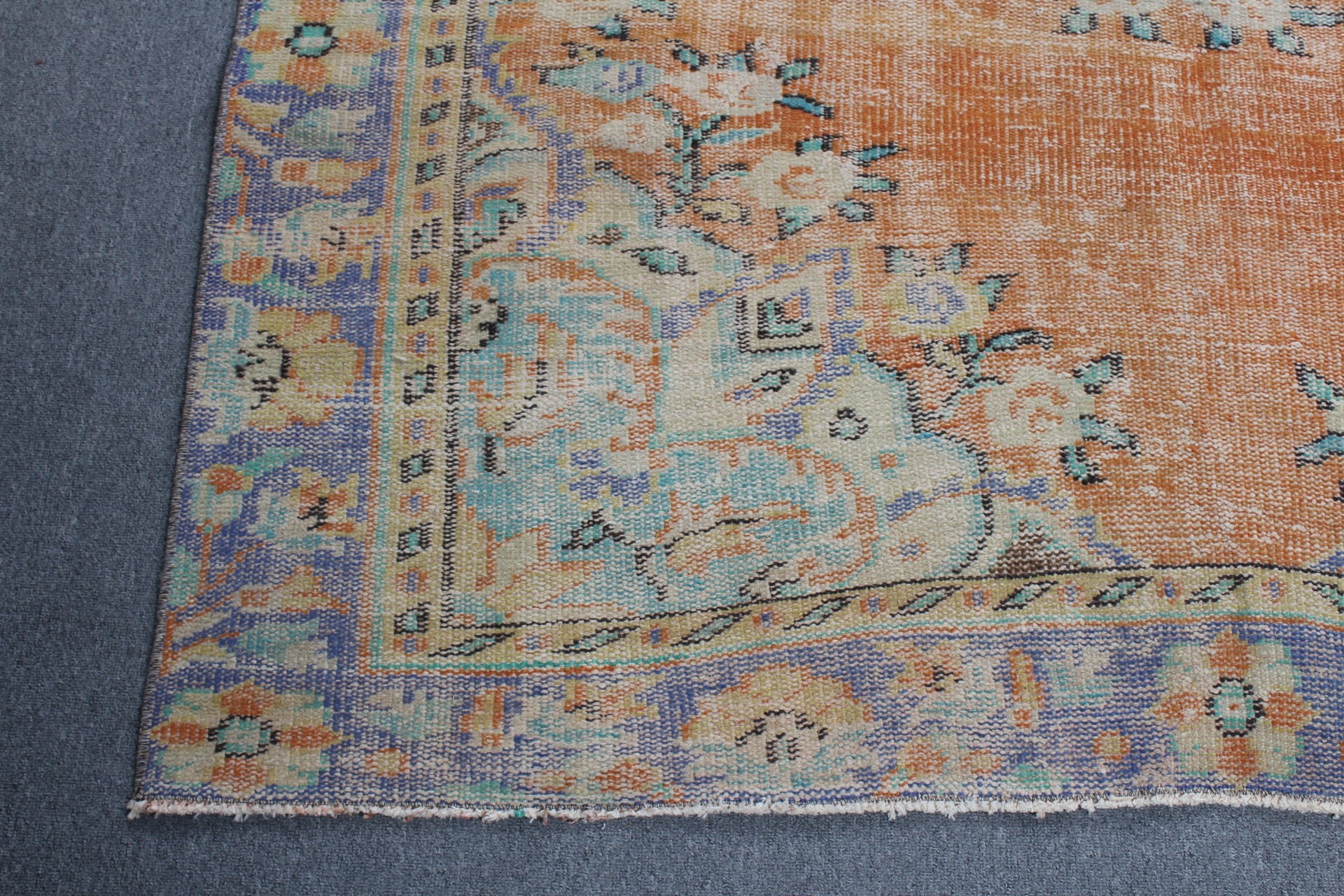 5.5x8.4 ft Büyük Halı, Vintage Halı, Yemek Odası Halısı, Türk Halısı, Fas Halısı, Turuncu Havalı Halılar, Havalı Halılar, Yatak Odası Halıları, Salon Halısı