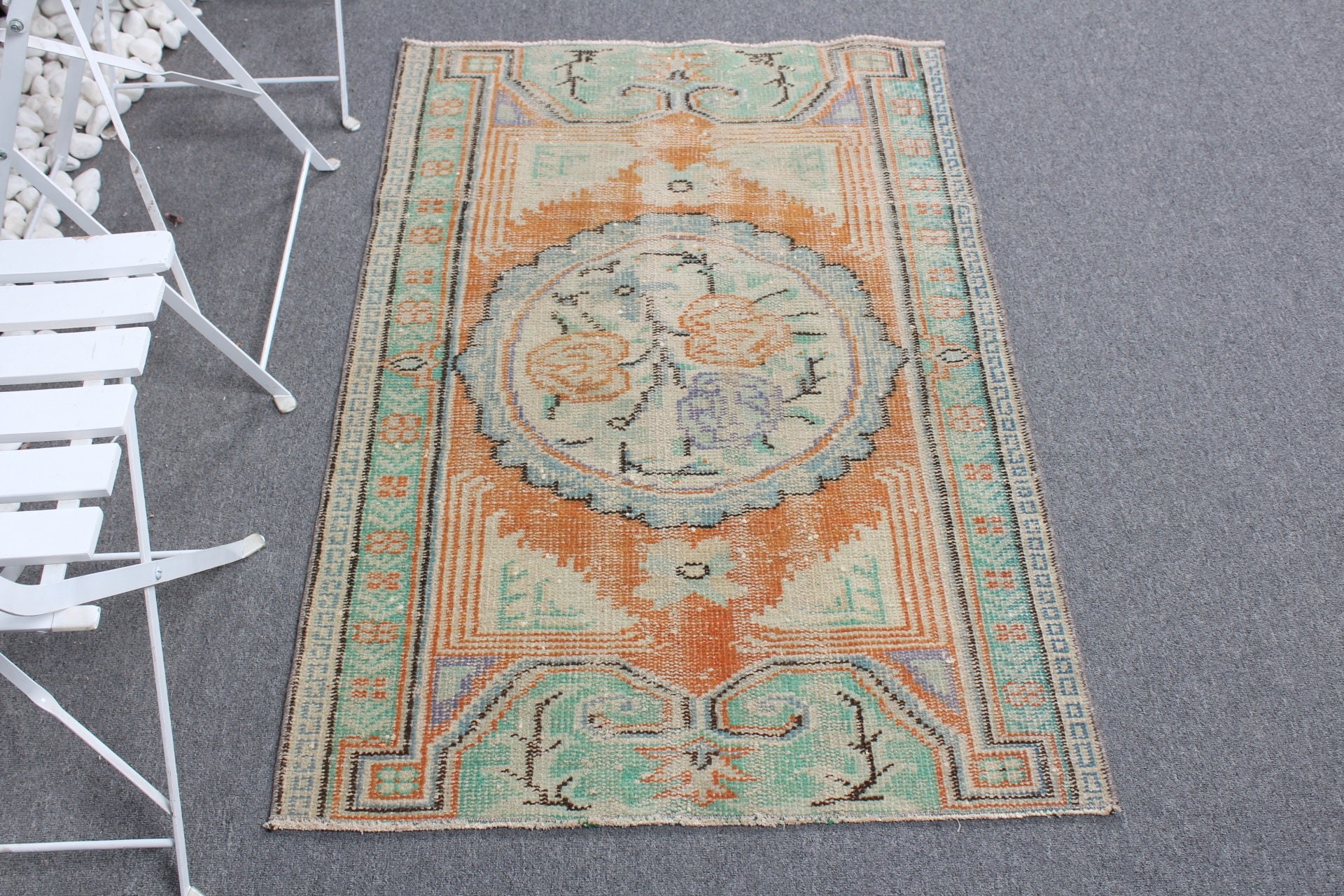 Door Mat Rug, Oriental Rugs, Vintage Rug, Floor Rug, Cute Rugs, Turkish Rugs, 2.8x4.1 ft Small Rug, Rugs for Bathroom, Orange Bedroom Rugs