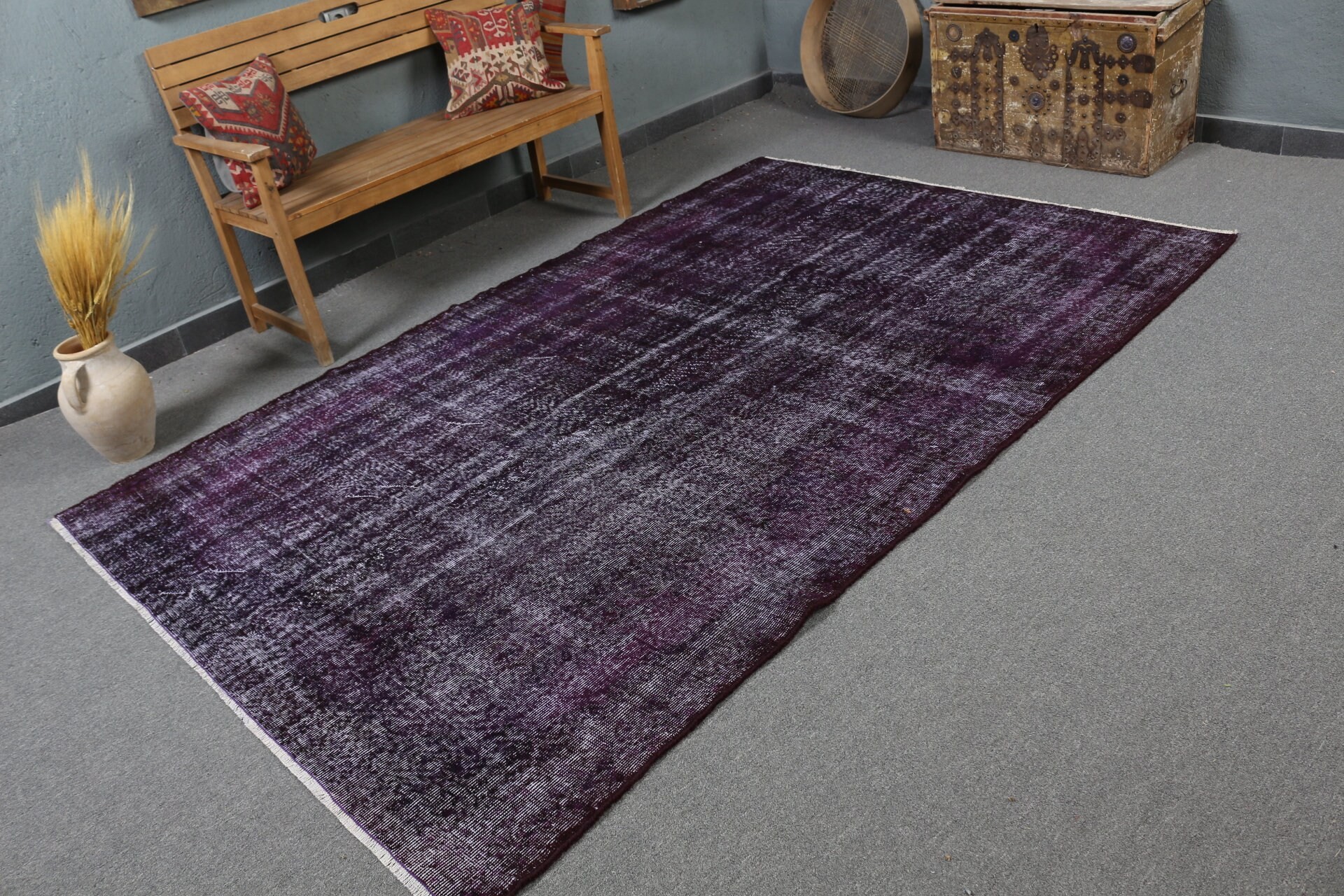 Vintage Rug, Dining Room Rug, Salon Rugs, 5.8x8.9 ft Large Rugs, Purple Oushak Rug, Aesthetic Rug, Kitchen Rugs, Turkish Rug, Oriental Rug