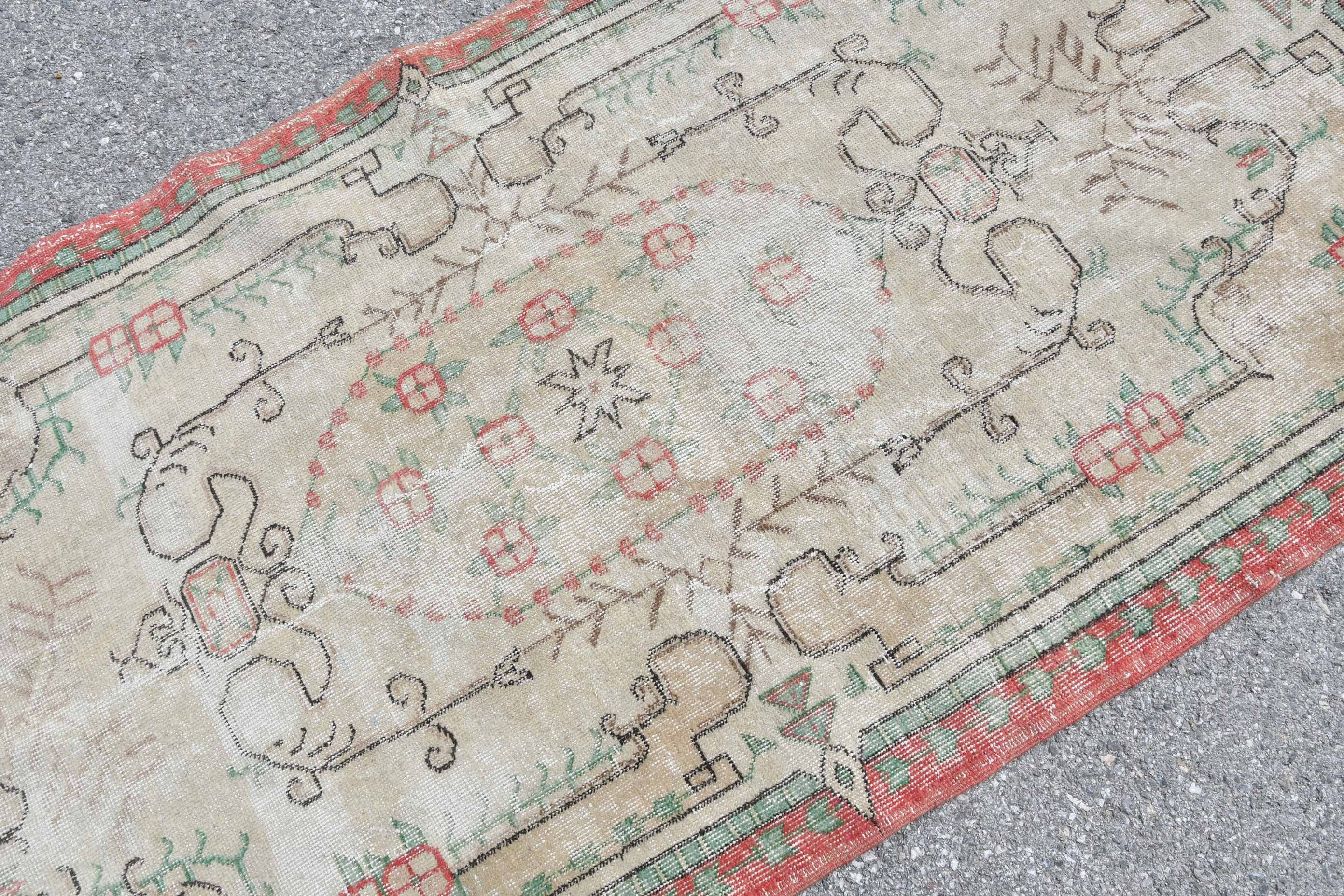 Oriental Rug, Rugs for Bedroom, Nursery Rugs, Vintage Rug, 3.7x7.3 ft Area Rug, Oushak Rug, Turkish Rug, Floor Rugs, Red Bedroom Rug