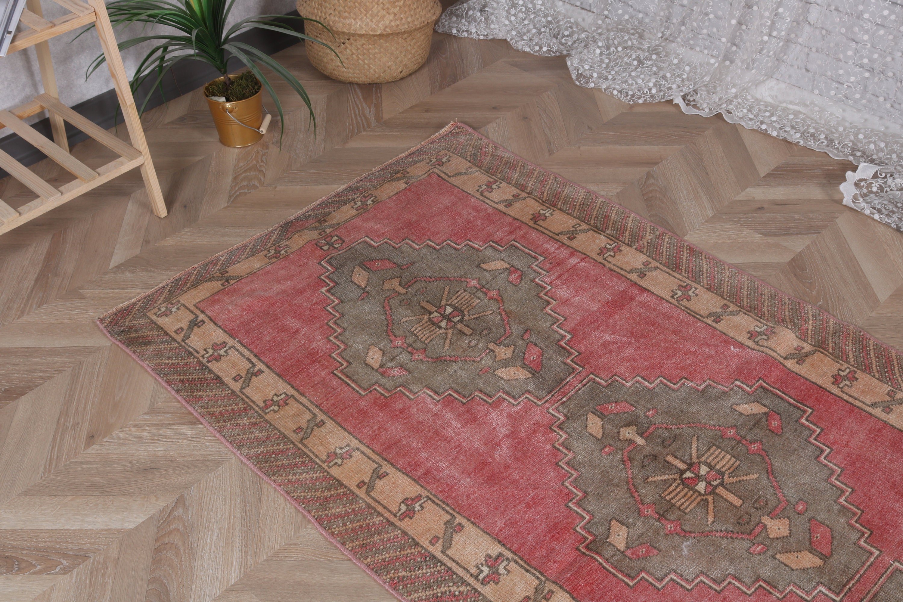 Modern Halı, Düz Dokuma Halılar, Pembe Yatak Odası Halıları, 3,1x6,5 ft Accent Halı, Vintage Halı, Yatak Odası Halıları, Türk Halısı, Yurt Vurgulu Halı Halıları