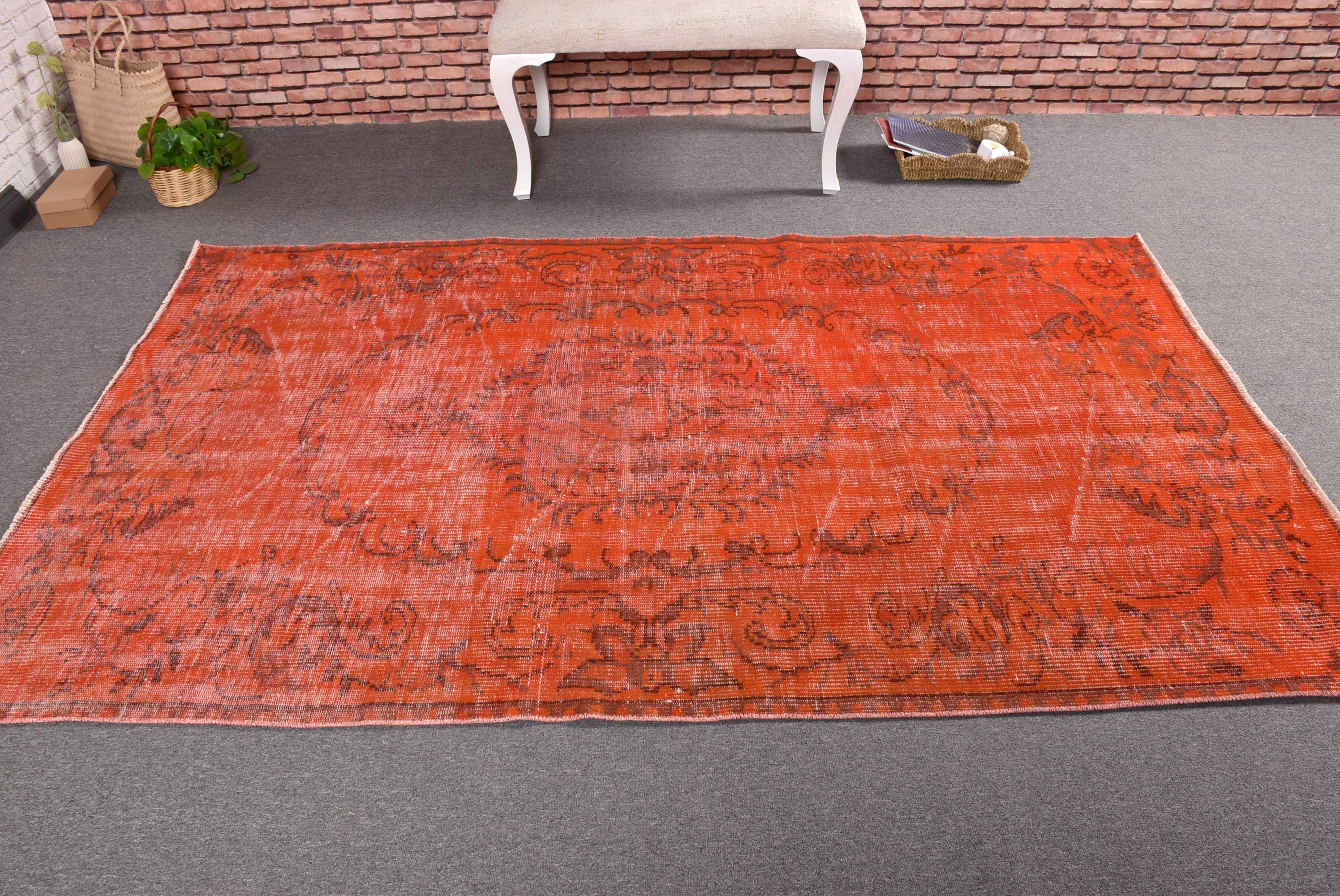 Home Decor Rug, Red Kitchen Rug, Turkish Rug, Indoor Rugs, Floor Rugs, Rugs for Floor, Vintage Rug, 4.6x7.6 ft Area Rug, Modern Rug