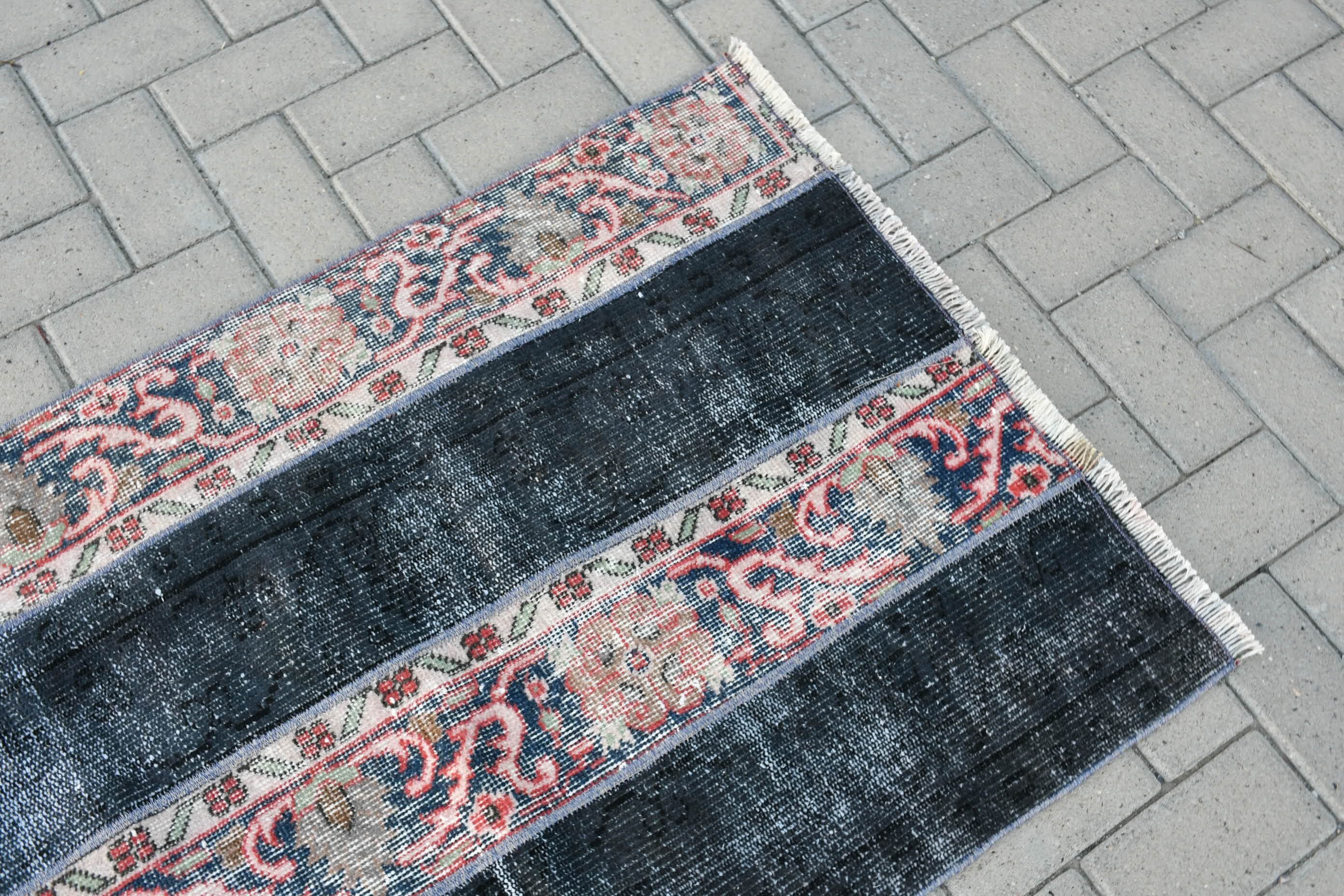 Vintage Rugs, Turkish Rug, Moroccan Rug, Bathroom Rug, Cool Rug, Rugs for Door Mat, 2.6x3.5 ft Small Rugs, Car Mat Rugs, Black Floor Rug