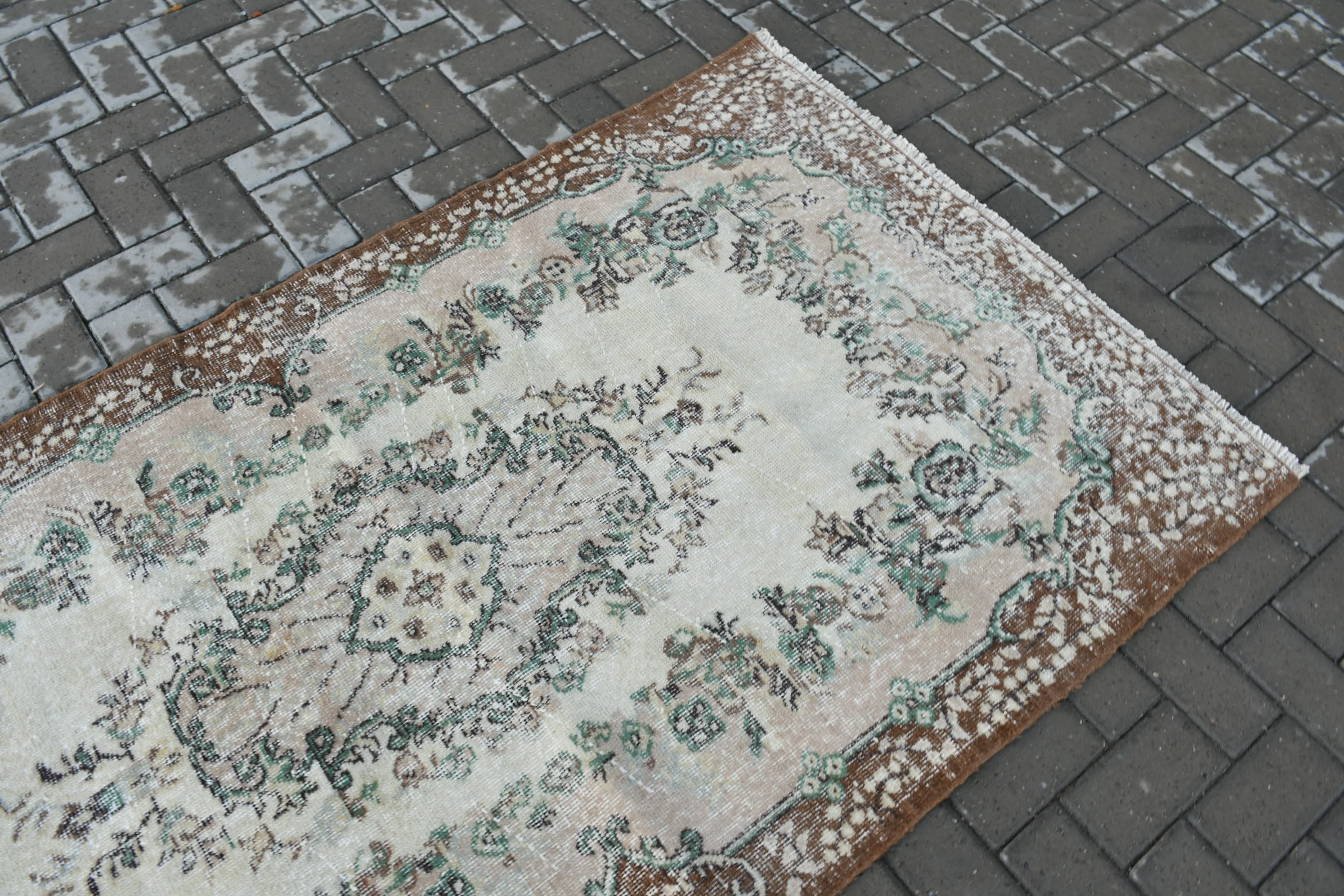 Bedroom Rugs, 3.7x6.5 ft Area Rug, Art Rug, Wool Rug, Turkish Rugs, Oushak Rug, Rugs for Bedroom, Vintage Rug, Beige Antique Rug, Floor Rug