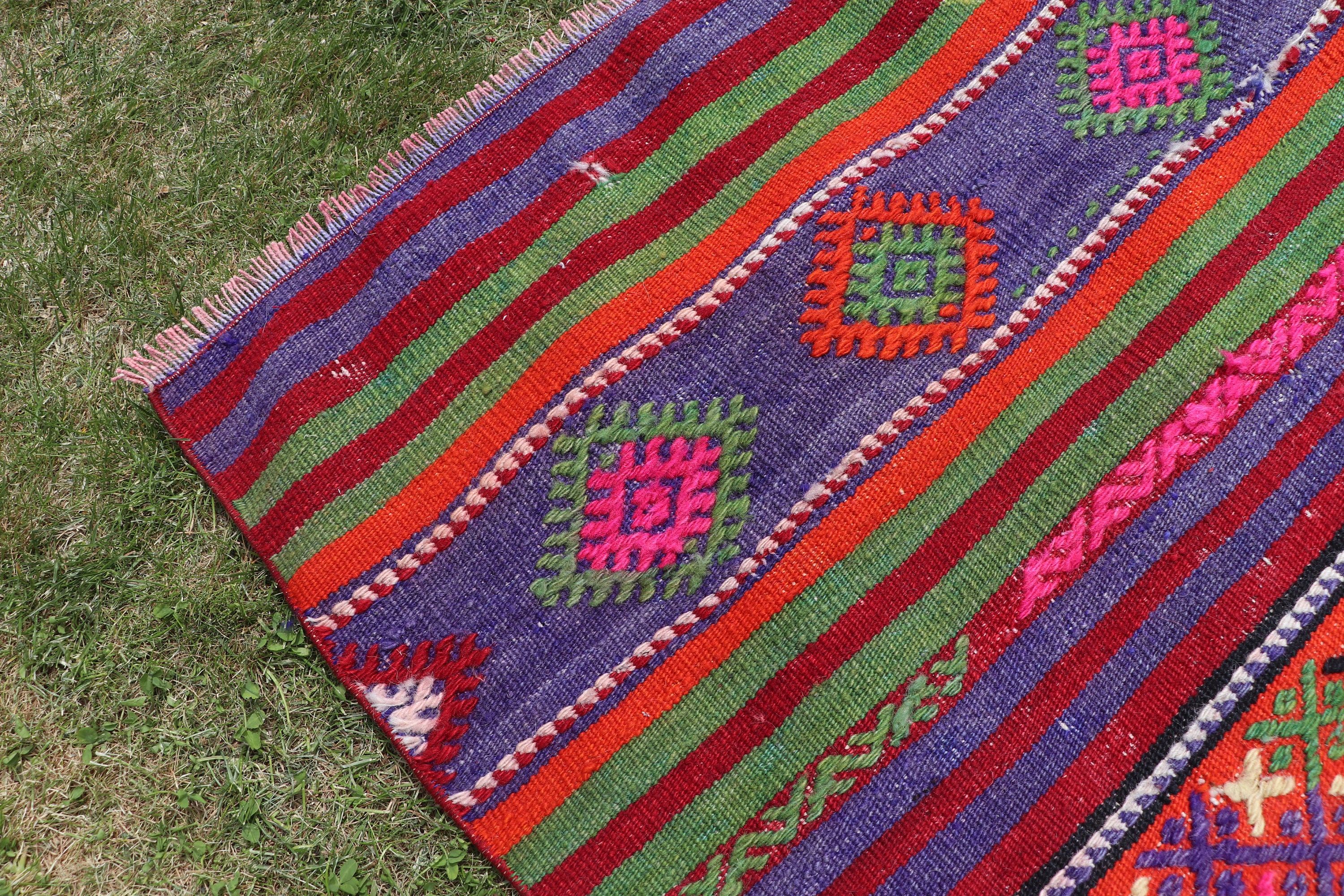 2.9x10.7 ft Runner Halılar, Vintage Halılar, Kilim, Beni Ourain Runner Halılar, Gökkuşağı Anadolu Halıları, Yatak Odası Halısı, Yün Halılar, Türk Halıları