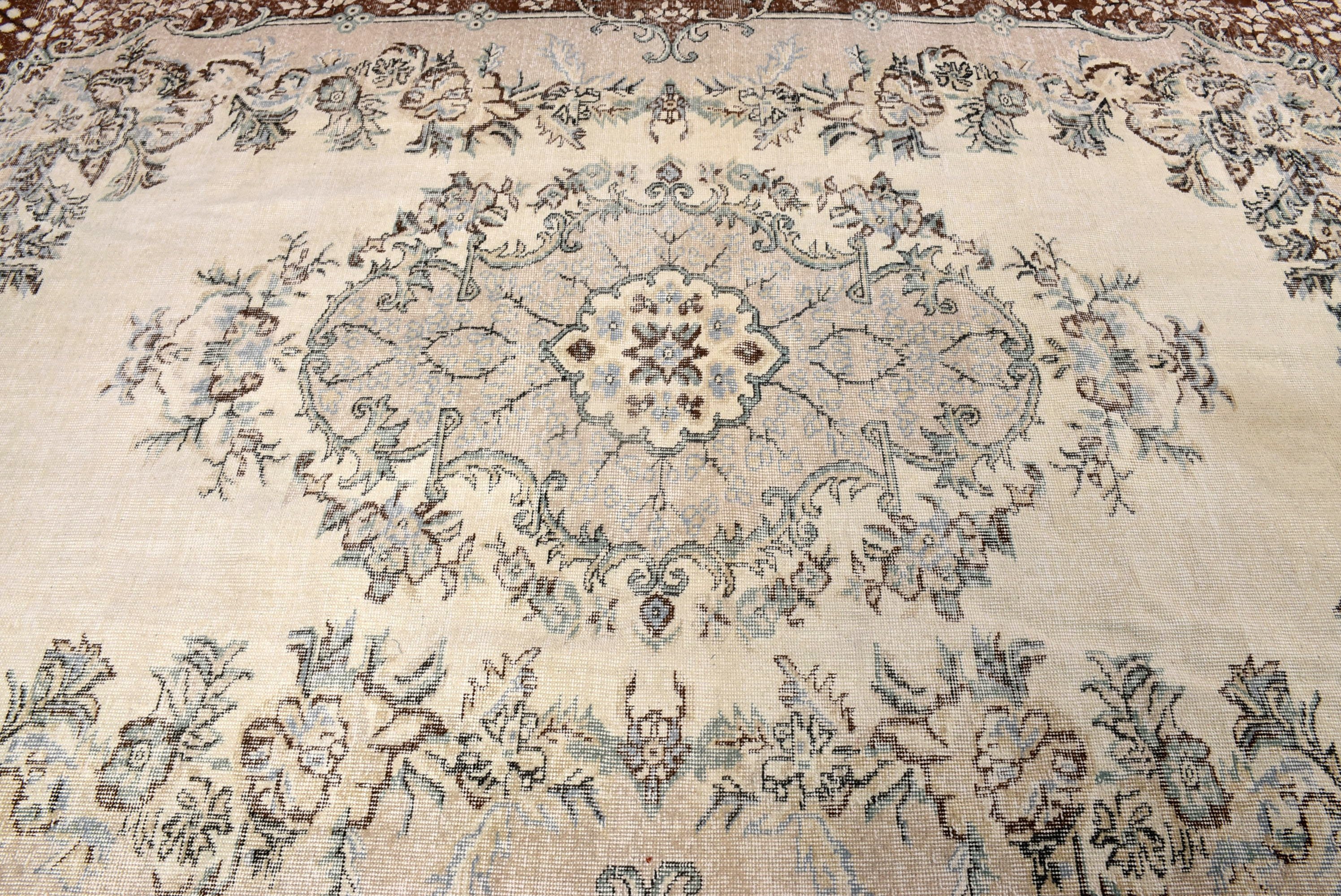 Yatak Odası Halısı, Salon Halıları, 6.9x9.4 ft Büyük Halı, Türk Halısı, Salon Halısı, Bej Fas Halısı, Havalı Halılar, Vintage Halılar, Oushak Halısı