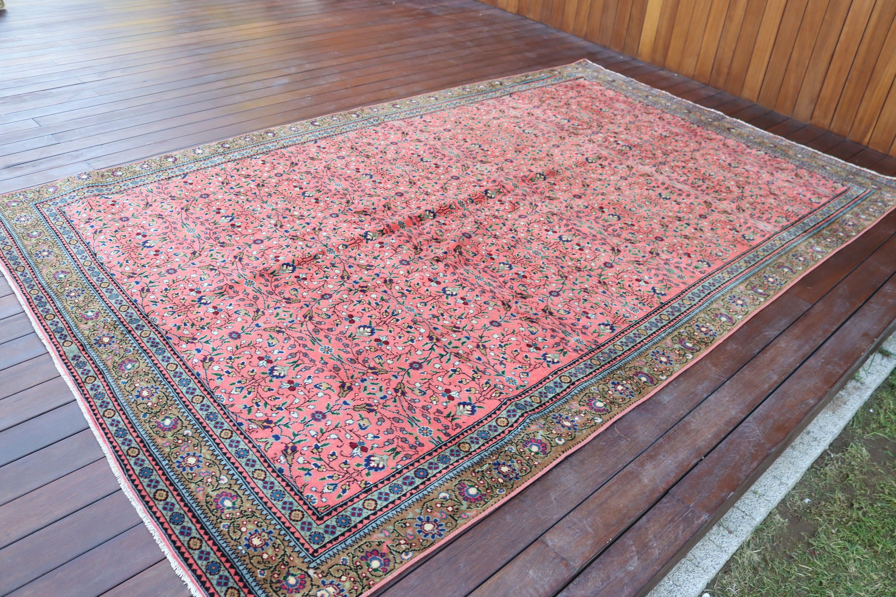 Türk Halısı, Yemek Odası Halıları, 5.7x9.4 ft Büyük Halılar, Büyük Vintage Halılar, Oushak Halısı, Pembe Ev Dekor Halıları, Açıklama Halıları, Vintage Halı