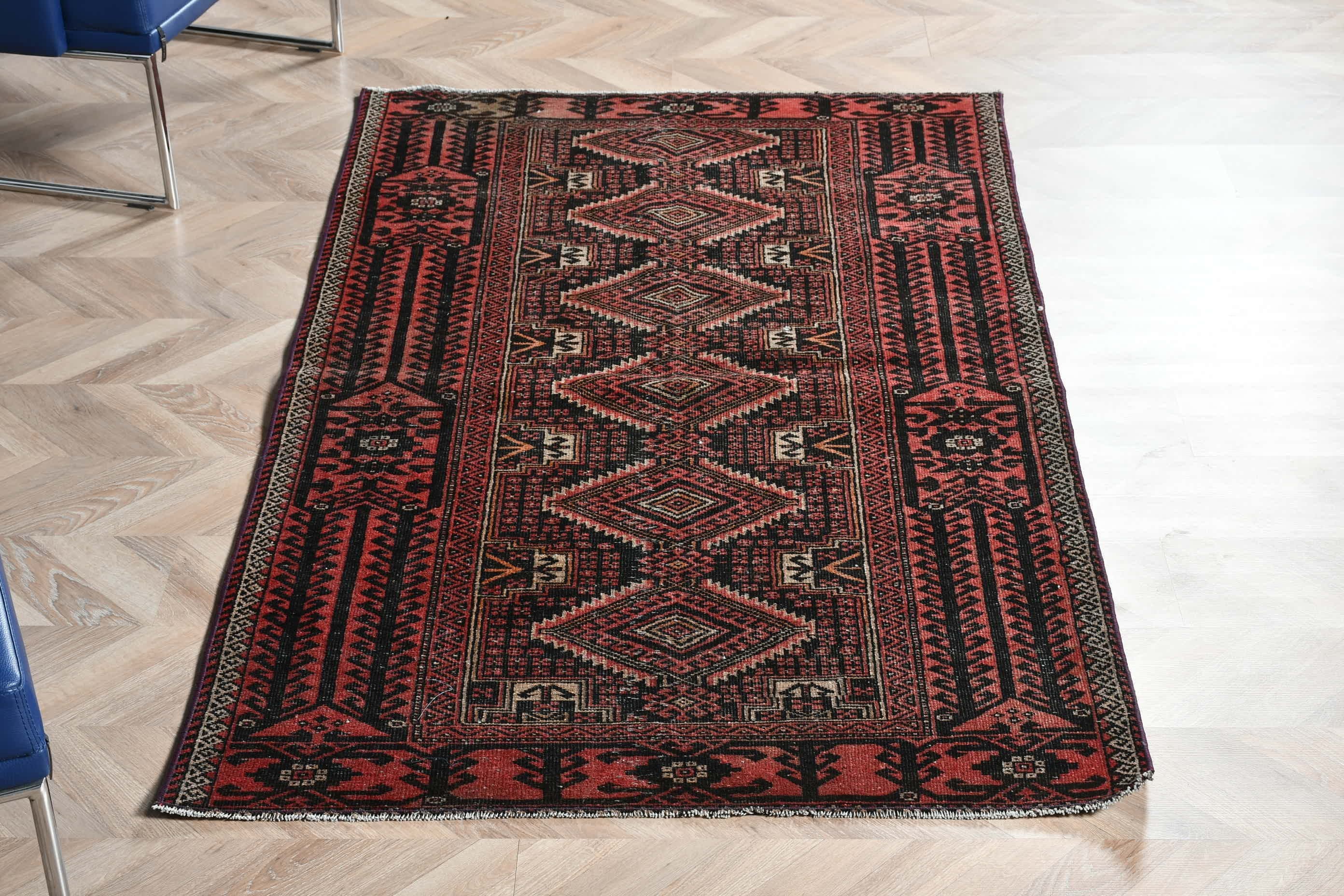 Moroccan Rugs, Oriental Rug, Rugs for Entry, Entry Rug, Turkish Rug, Nursery Rugs, Red Moroccan Rugs, Vintage Rugs, 3.5x6.3 ft Accent Rug