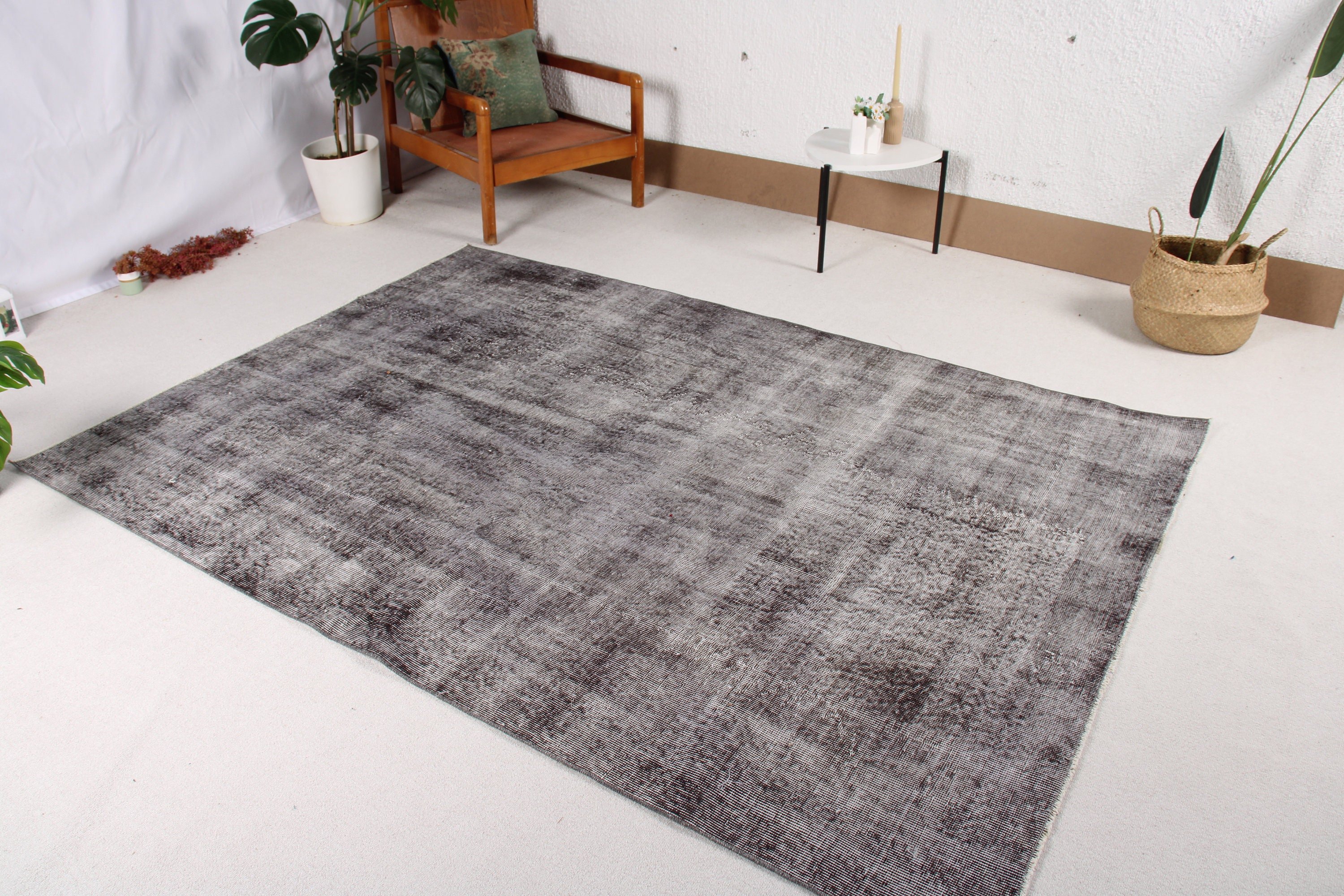 Antique Rugs, Gray Handwoven Rugs, 5.6x7.9 ft Large Rugs, Turkish Rugs, Vintage Rug, Kitchen Rug, Large Oushak Rug, Living Room Rug