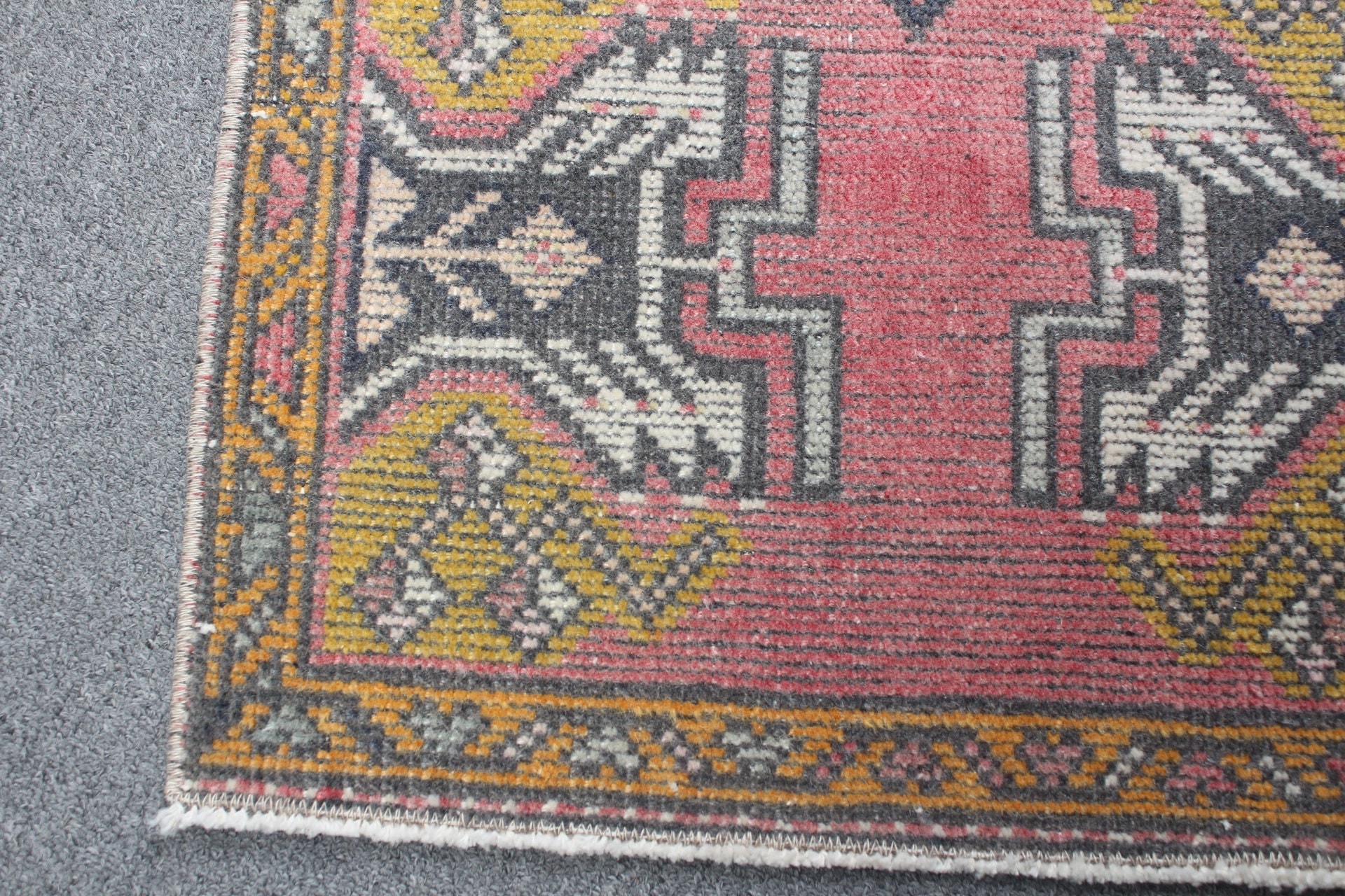 1.6x3.5 ft Küçük Halılar, Mutfak Halısı, Paspas Halısı, Çocuk Halıları, Pembe Mutfak Halıları, Eskitilmiş Halı, Vintage Halı, Türk Halıları, Oryantal Halılar