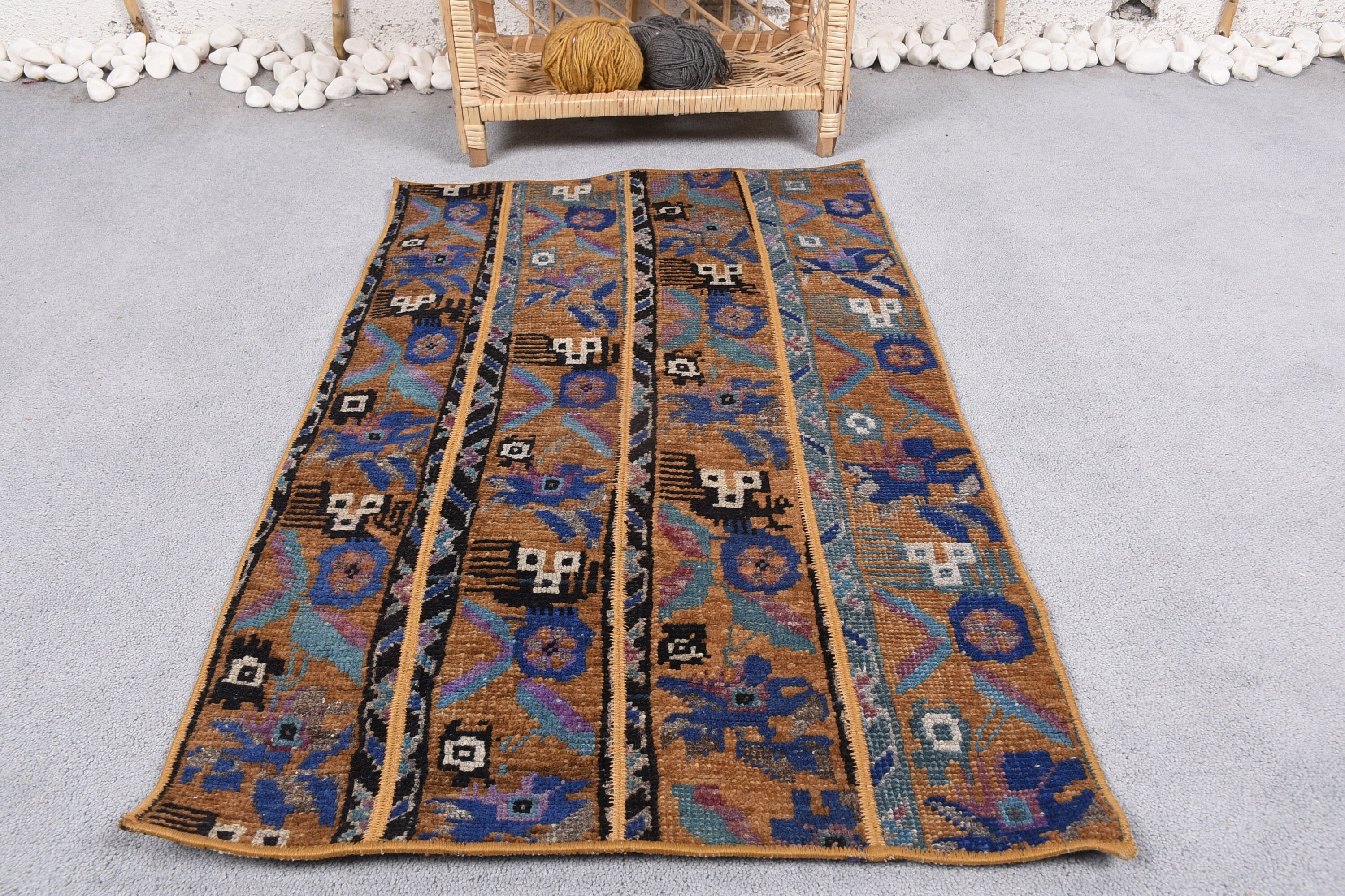 Yellow Anatolian Rugs, Turkish Rugs, Office Rugs, Entry Rugs, Vintage Rug, 1.8x3.1 ft Small Rug, Anatolian Rug, Kitchen Rug, Oriental Rugs