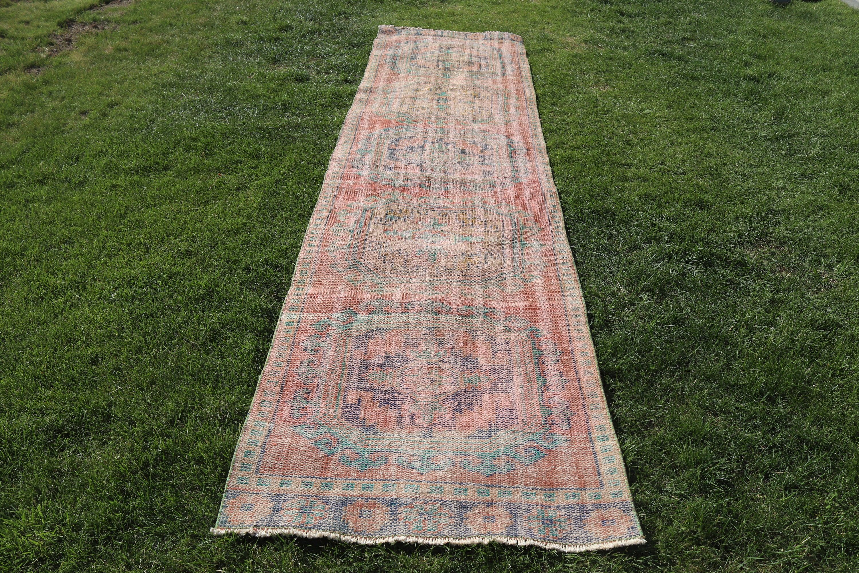 2.9x11.5 ft Runner Halı, Merdiven Halısı, Düz Dokuma Halılar, Türk Halıları, Vintage Runner Halıları, Vintage Halılar, Turuncu Yatak Odası Halısı, Fas Halıları