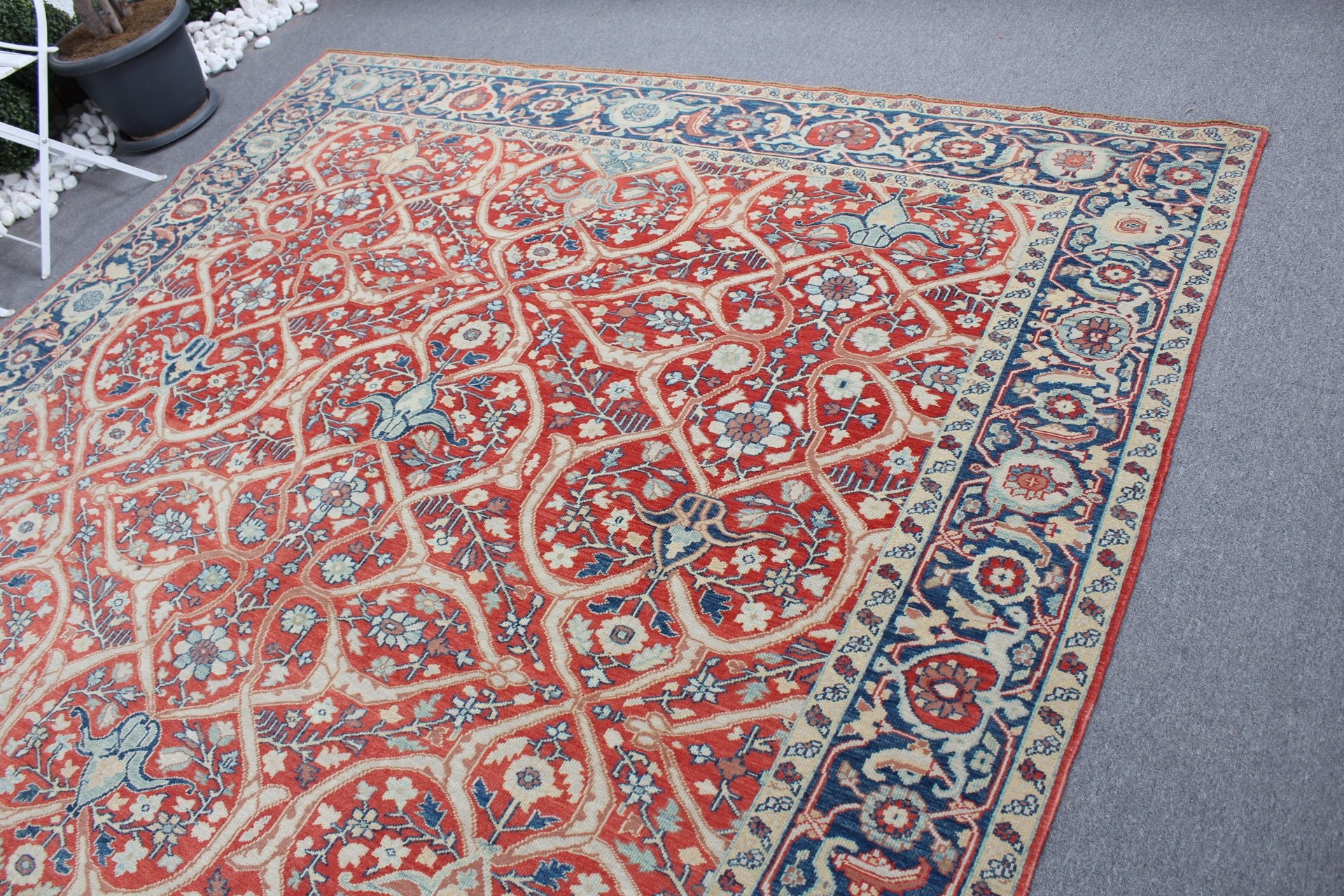 8.4x9.8 ft Oversize Rugs, Dining Room Rug, Red Oushak Rugs, Turkish Rug, Antique Rugs, Vintage Rug, Bedroom Rugs, Salon Rug, Bright Rug