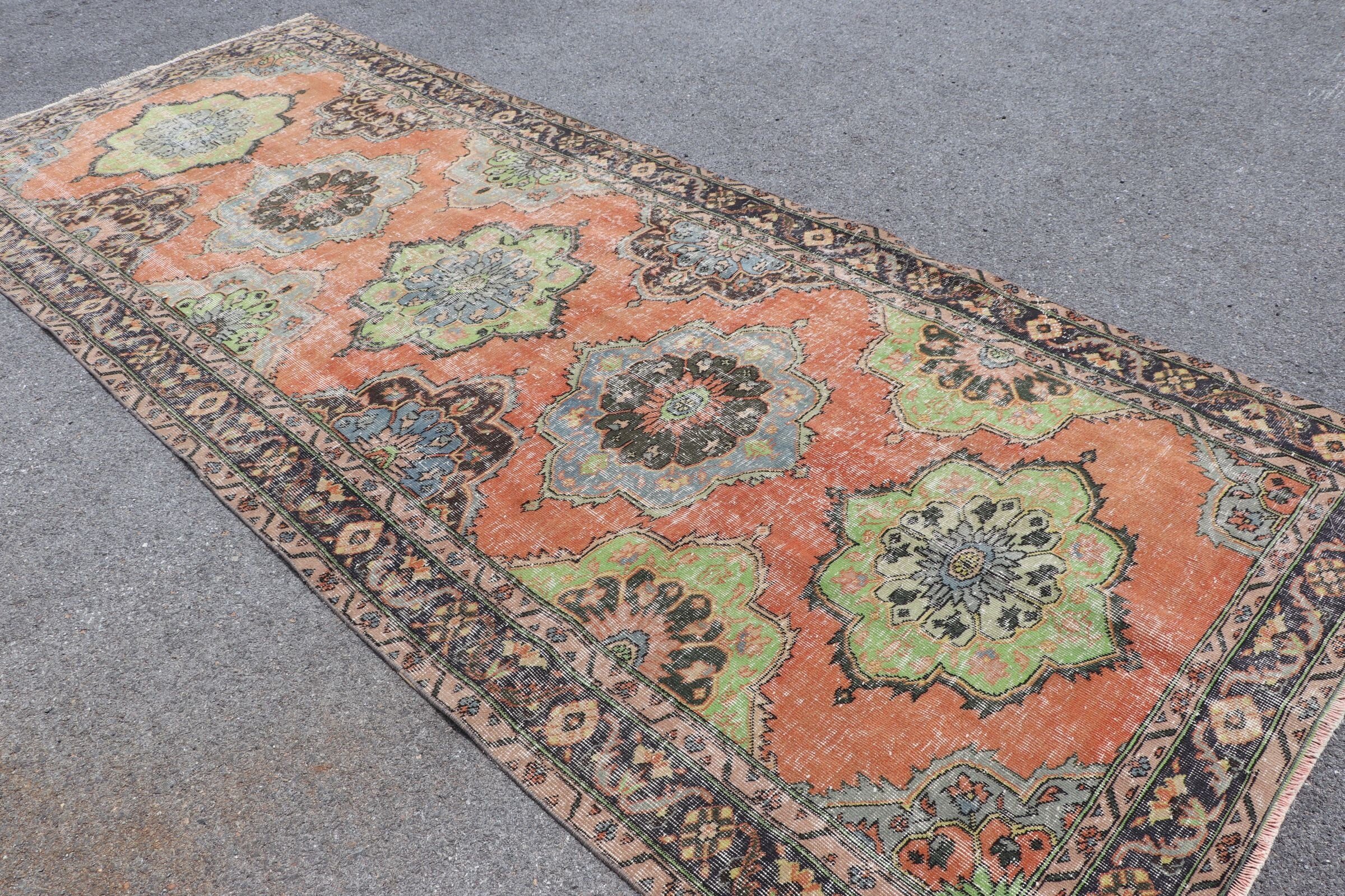 4.9x12.2 ft Large Rugs, Antique Rug, Orange Floor Rug, Turkish Rug, Bedroom Rug, Vintage Rug, Outdoor Rug, Dining Room Rug