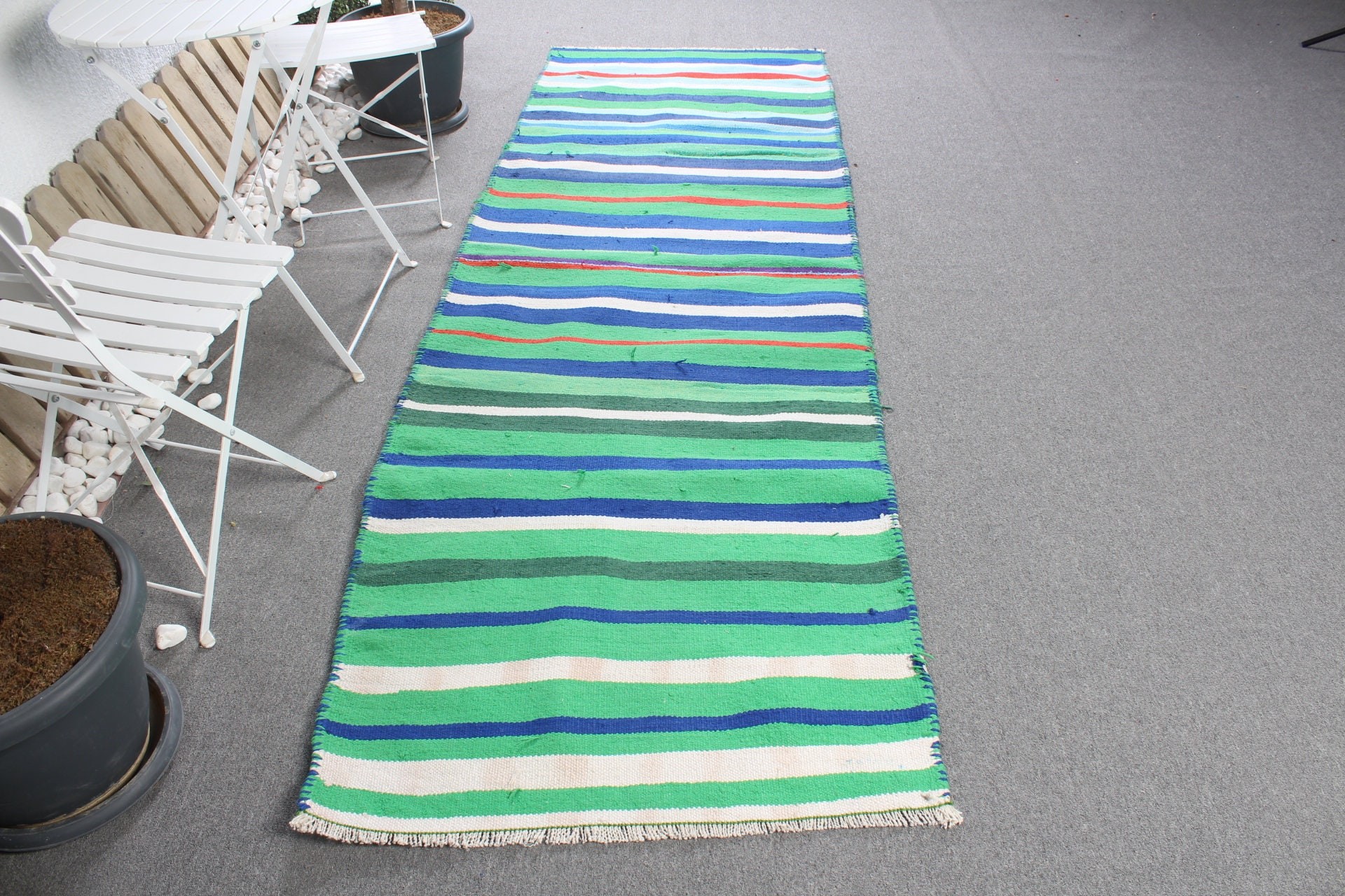 Stair Rug, Vintage Rug, Moroccan Rug, Green Kitchen Rugs, 2.9x9.8 ft Runner Rug, Hallway Rugs, Boho Rug, Turkish Rugs, Kilim, Oushak Rugs