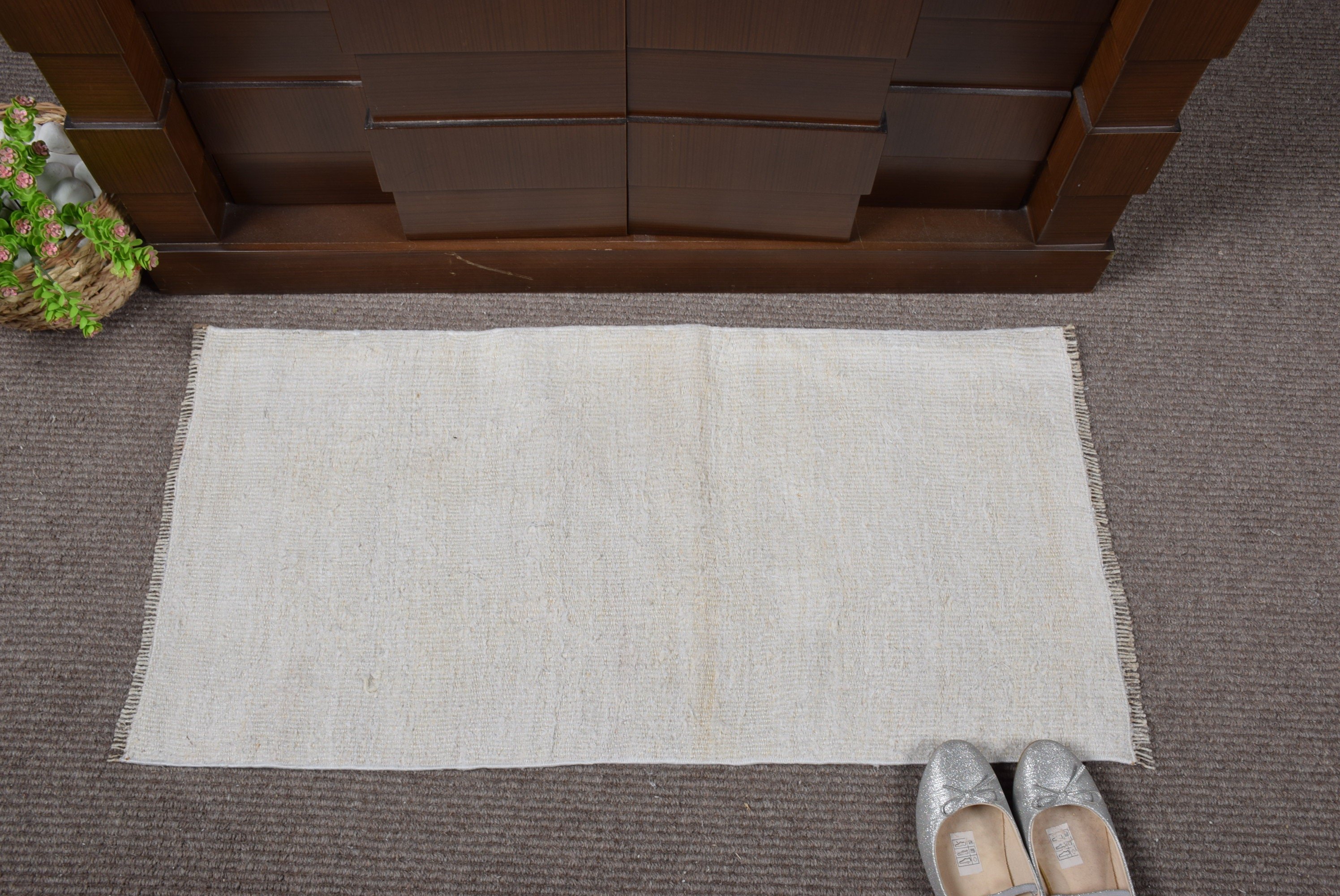 Door Mat Rug, Kitchen Rug, Turkish Rug, Antique Rug, Vintage Rug, 1.5x2.9 ft Small Rugs, Beige Antique Rug, Bedroom Rug, Rugs for Bath