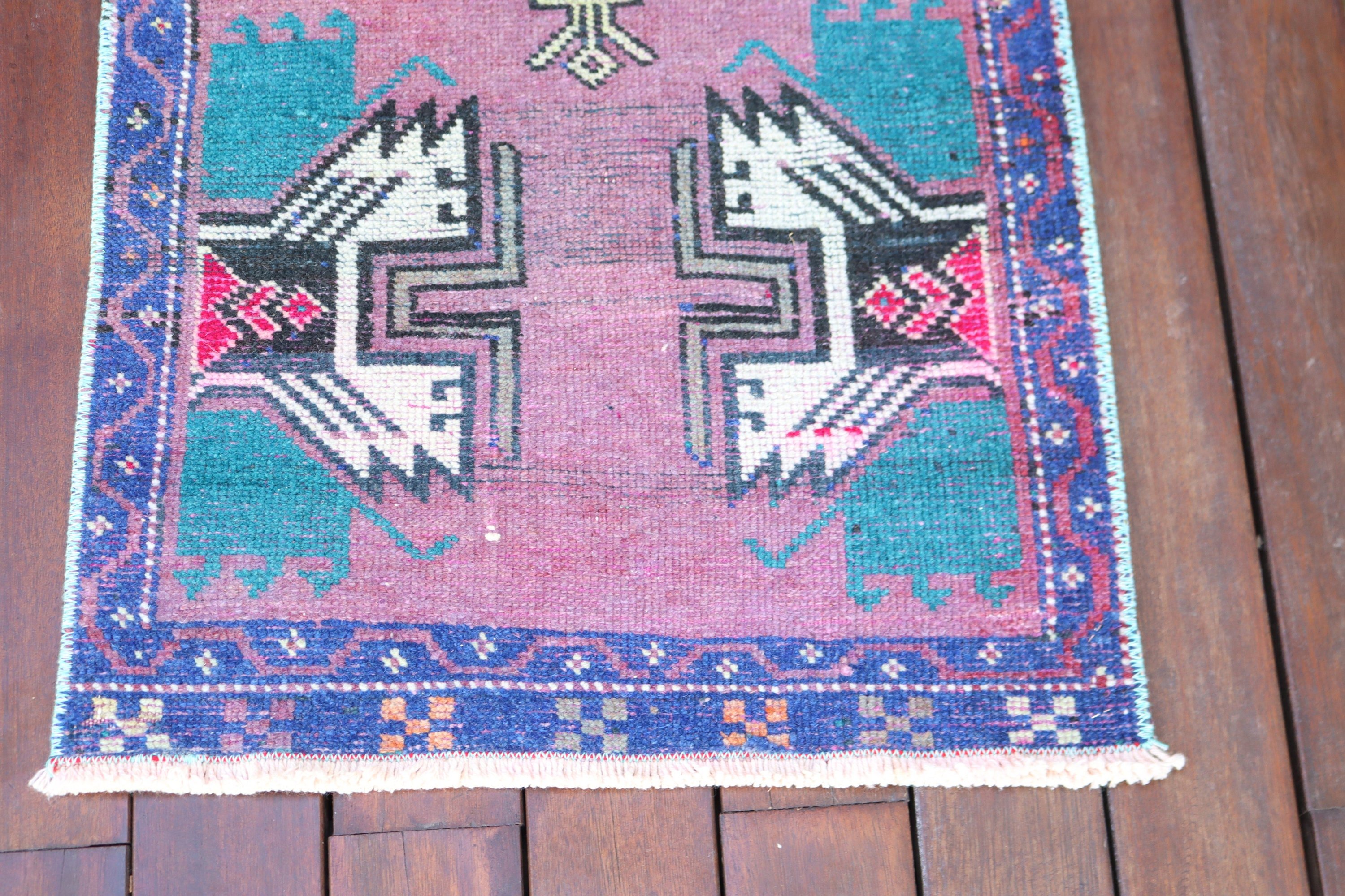 Bathroom Rugs, Floor Rug, Aztec Rugs, Neutral Rugs, Vintage Rugs, Door Mat Rug, Purple Flatweave Rug, Turkish Rug, 1.7x3.7 ft Small Rugs