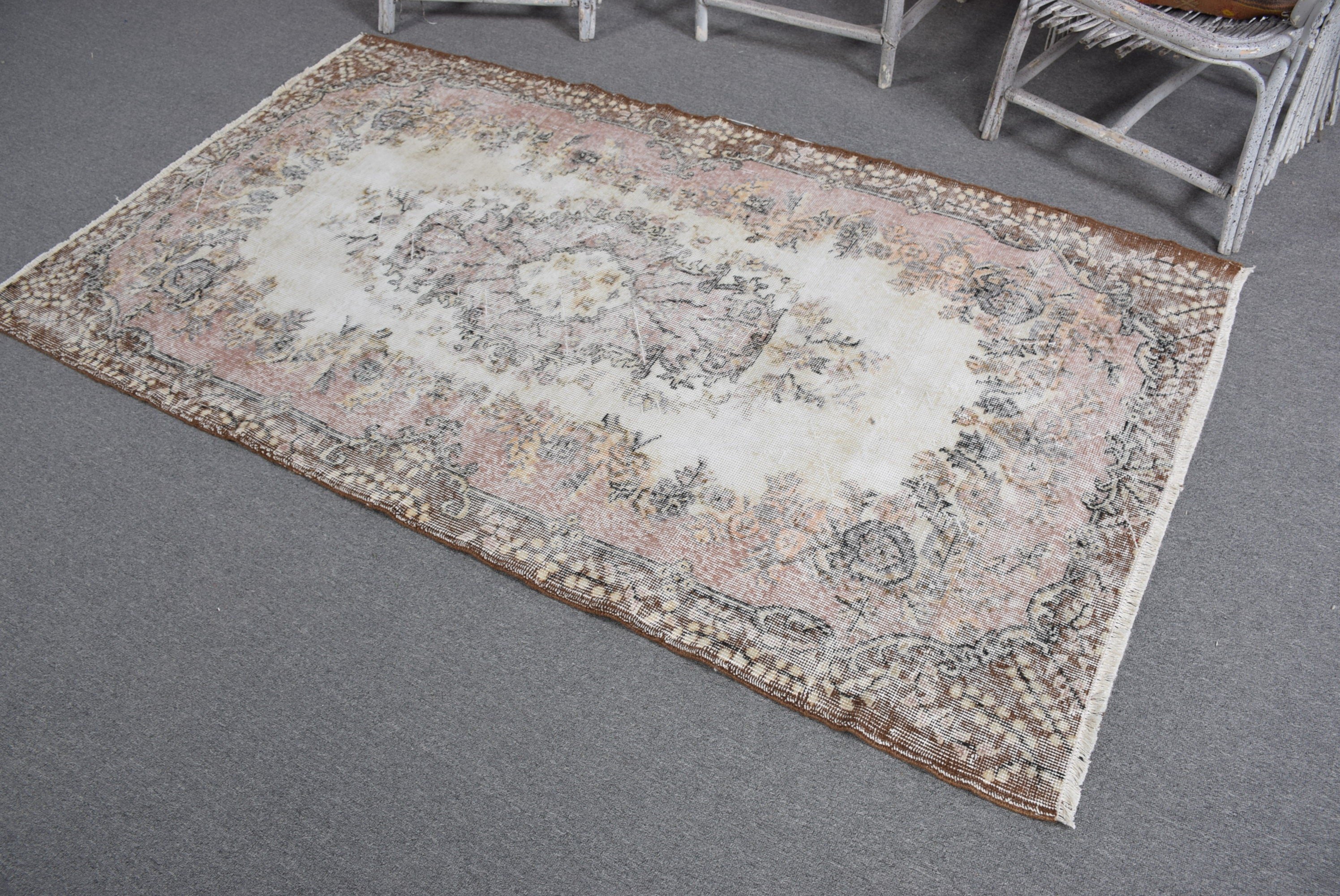 3.8x6.8 ft Area Rug, Turkish Rug, Rugs for Nursery, Nursery Rugs, Living Room Rug, Moroccan Rug, Vintage Rug, Beige Floor Rug, Antique Rug