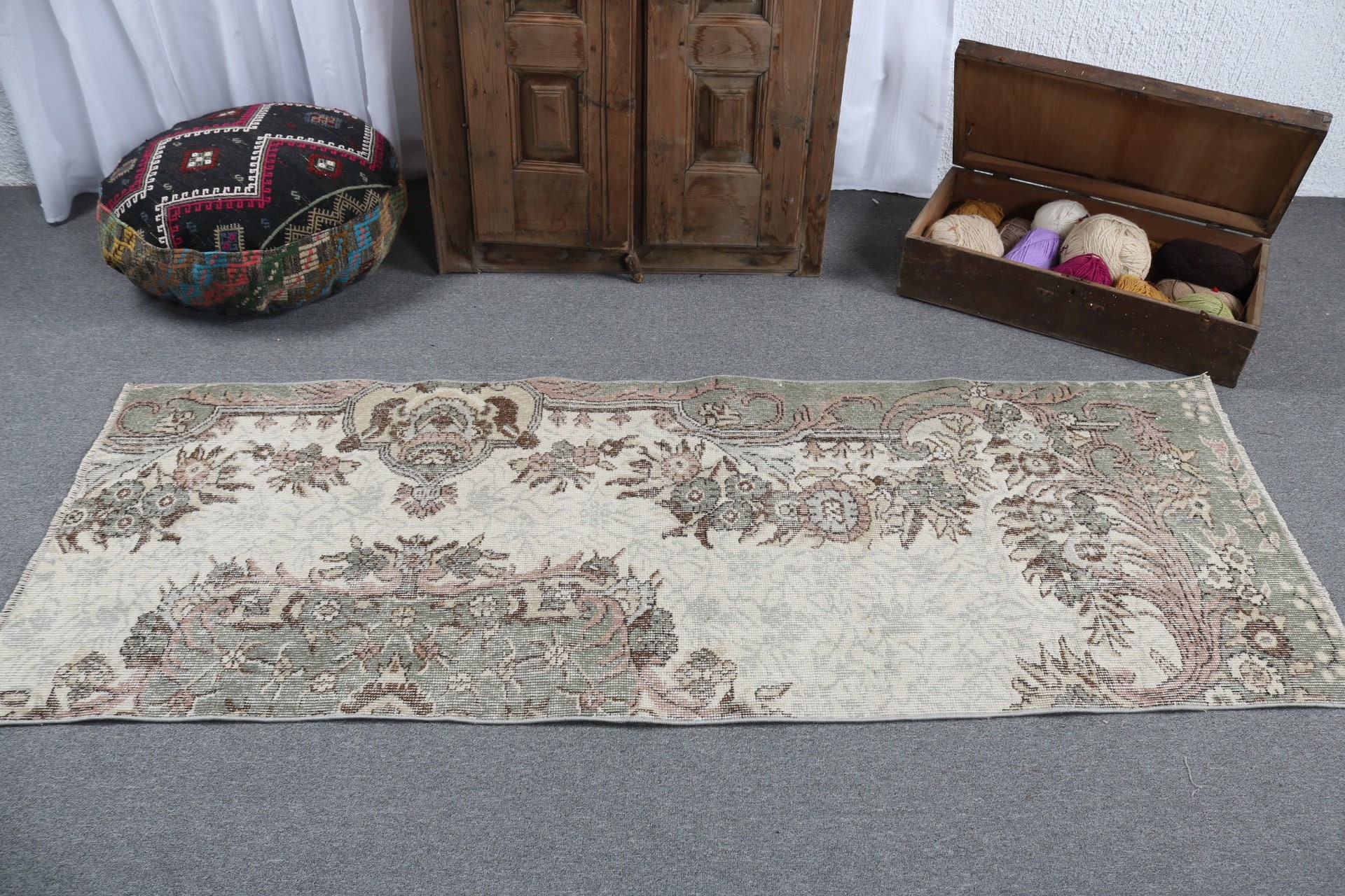 Boho Halıları, 2.7x7.1 ft Runner Halıları, Bej Modern Halı, Vintage Halı, Yer Halıları, Oushak Halısı, Beni Ourain Runner Halısı, Türk Halıları, Koridor Halısı