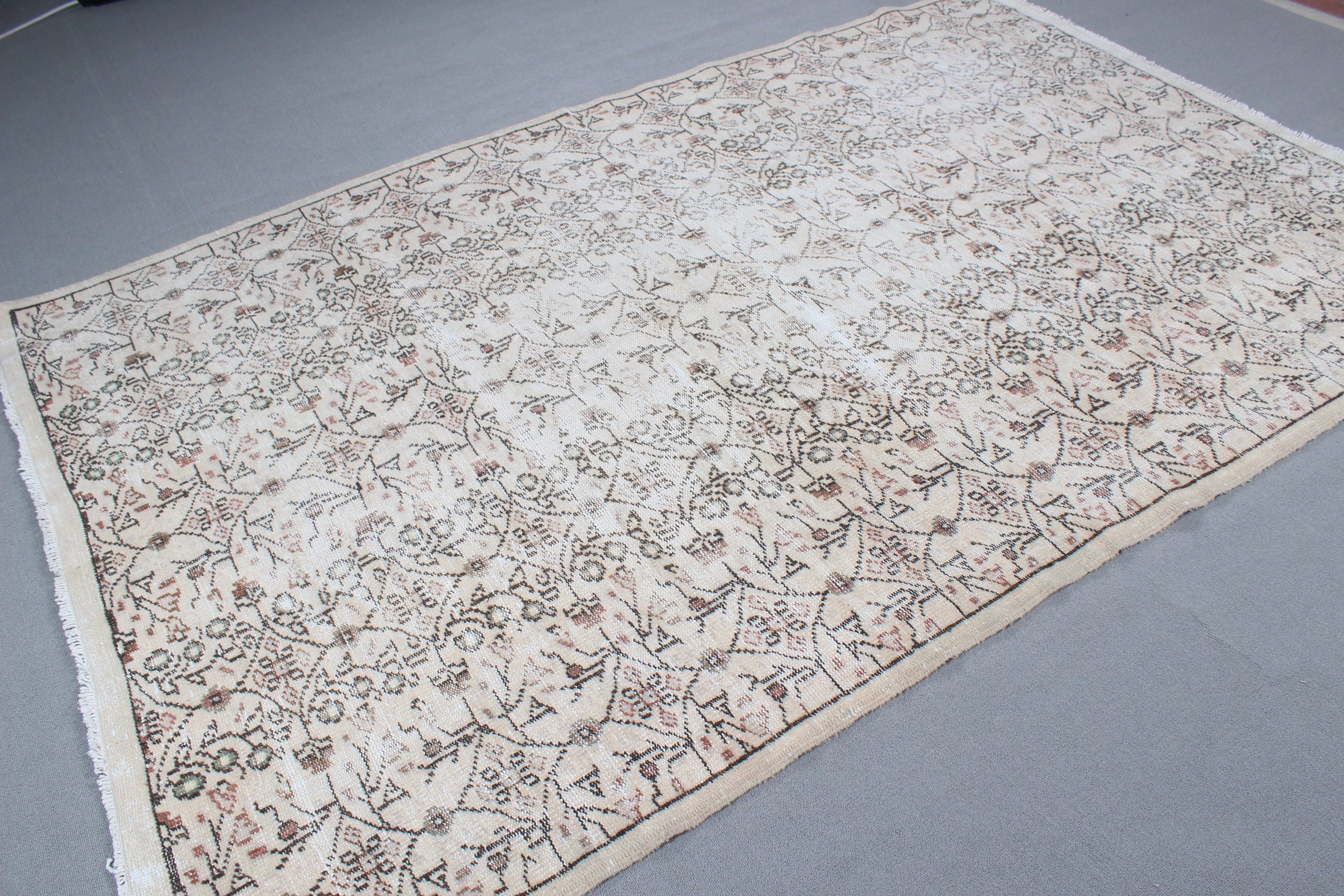 Beige Floor Rug, Vintage Rug, Luxury Rug, Large Boho Rugs, Oushak Rugs, Turkish Rugs, Home Decor Rug, Large Vintage Rug, 6x9.2 ft Large Rug