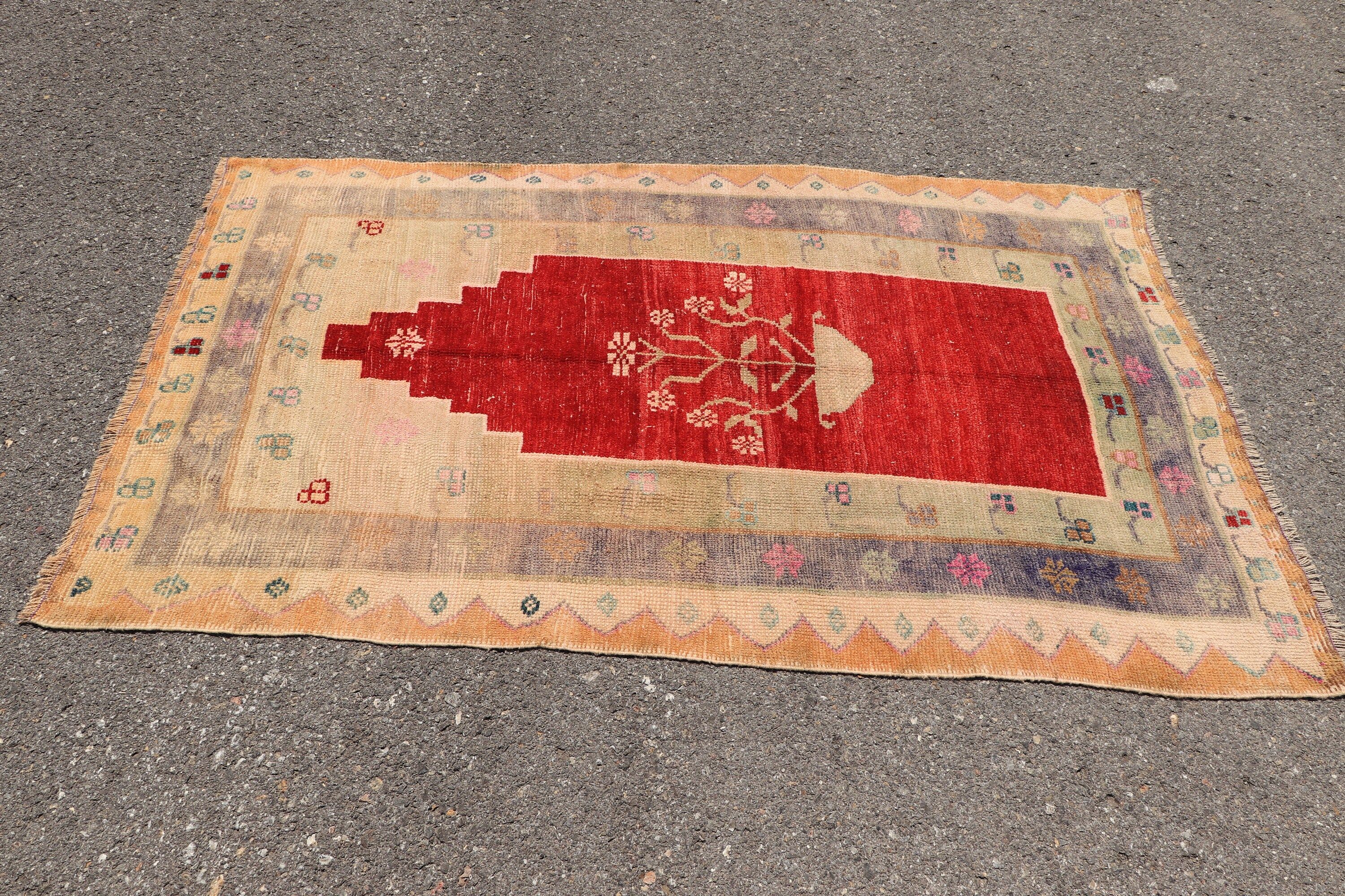 Floor Rug, Rugs for Bedroom, Turkish Rug, Red Bedroom Rug, Vintage Rugs, Cool Rug, Vintage Decor Rug, 4.1x6.5 ft Area Rug