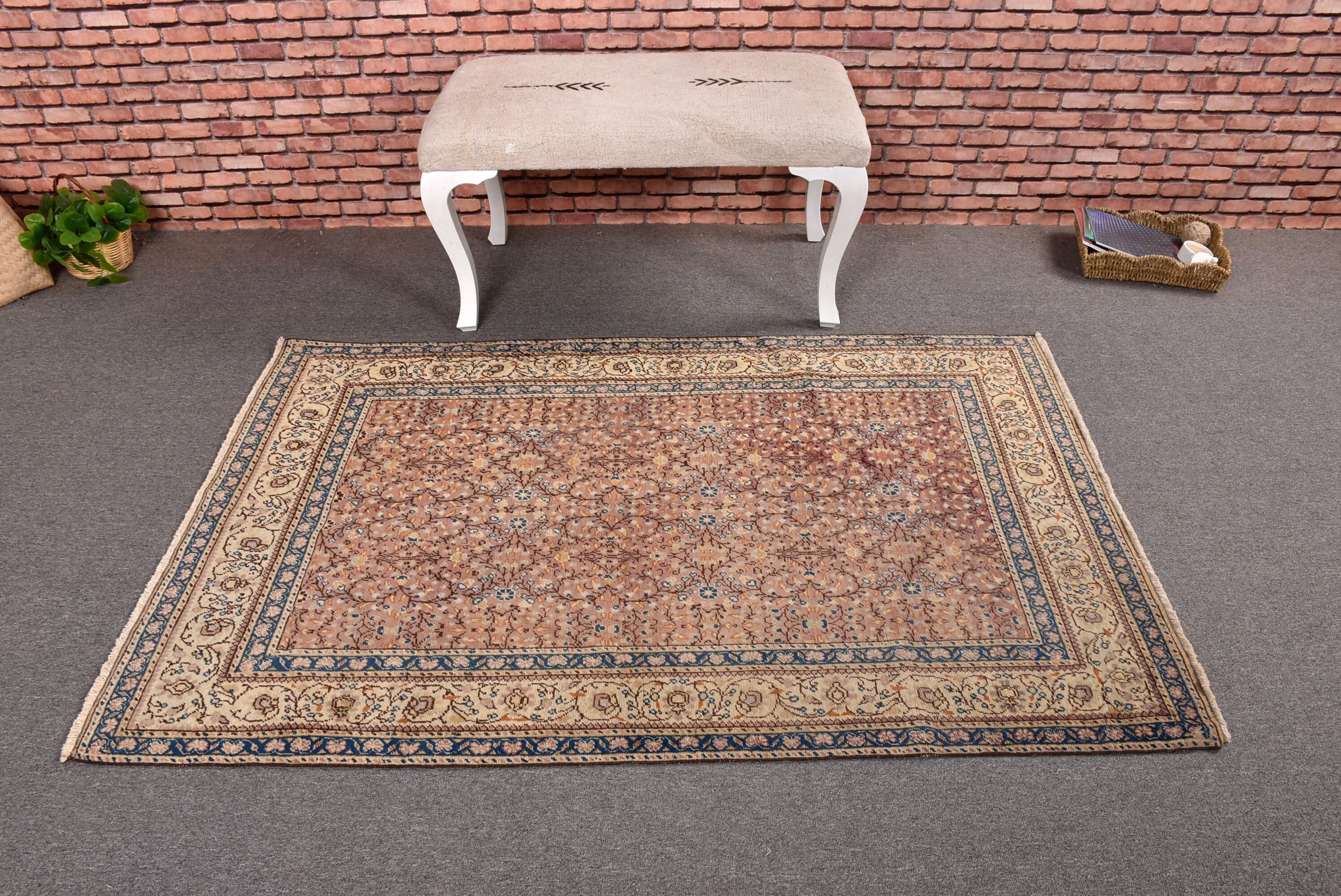 Modern Halılar, 3,6x5,5 ft Aksan Halı, Yün Halı, Aksan Halıları, Mor Boho Halı, Çocuk Halısı, Türk Halısı, Vintage Halılar, Yatak Odası Halıları