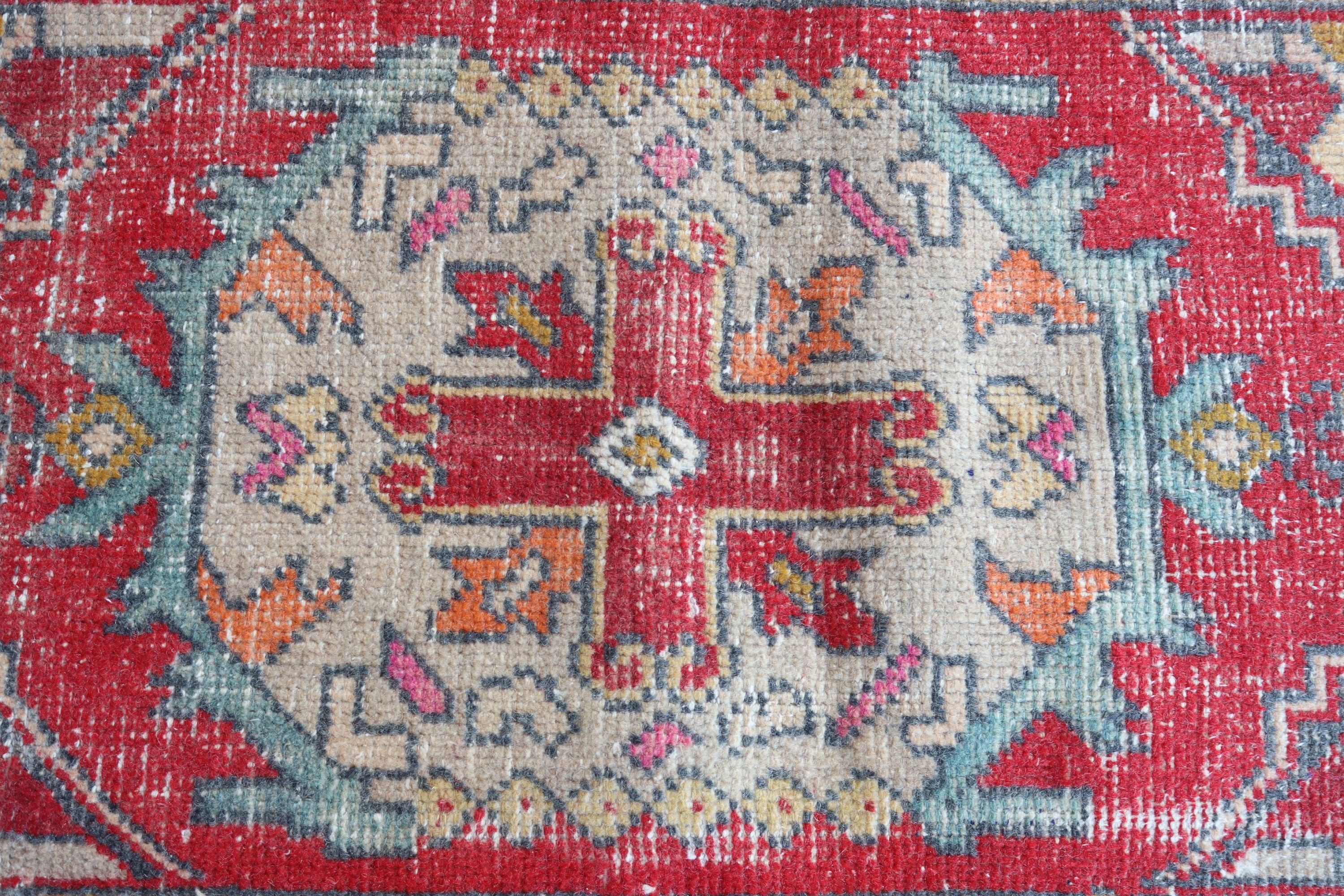 Turkish Rugs, Vintage Rug, Red Home Decor Rug, Bedroom Rug, 1.6x3.1 ft Small Rug, Floor Rug, Nursery Rugs, Geometric Rug, Ethnic Rug