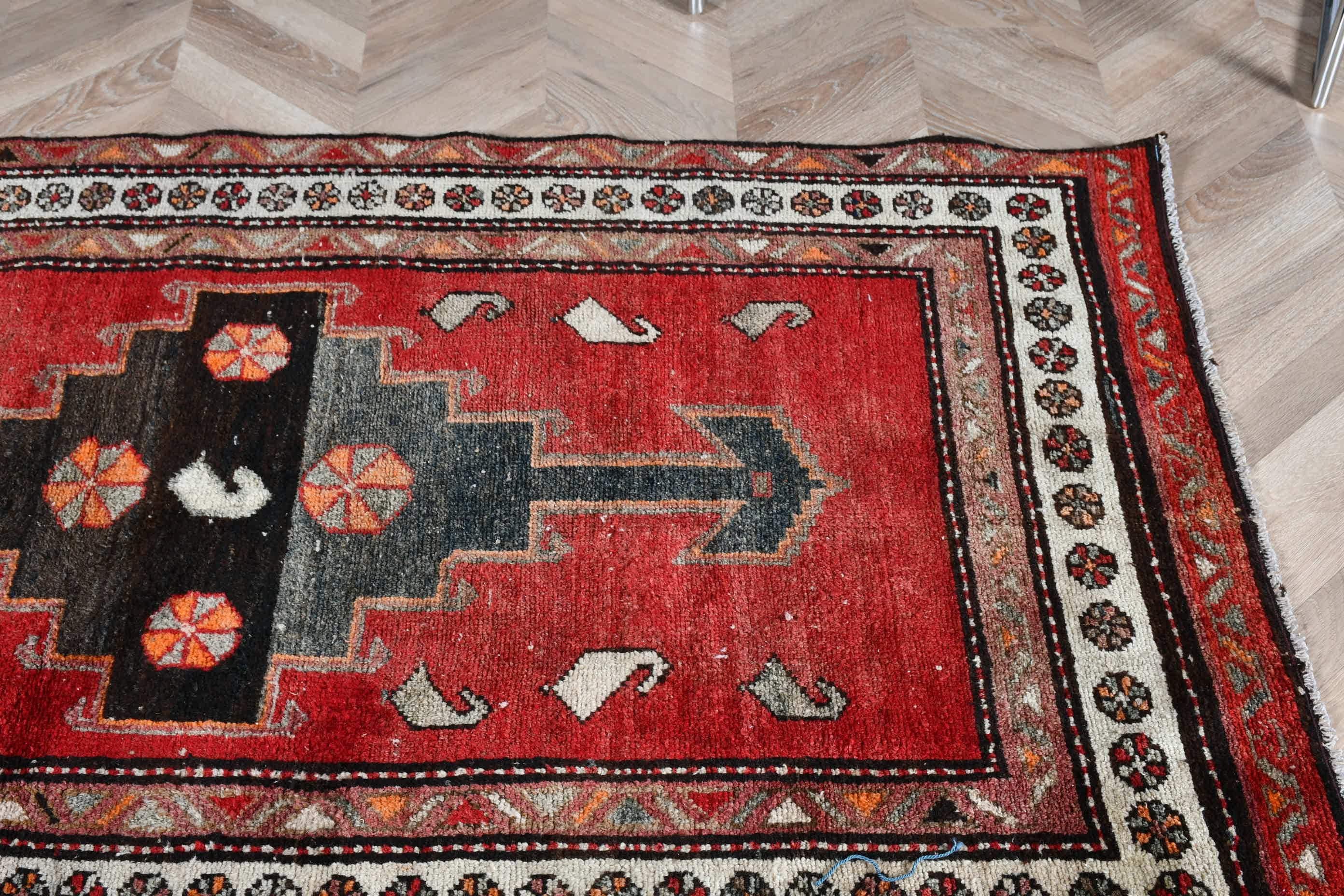 Boho Rug, Oriental Rug, Vintage Rugs, Entry Rug, Red  3.3x6.4 ft Accent Rugs, Bedroom Rugs, Turkish Rug