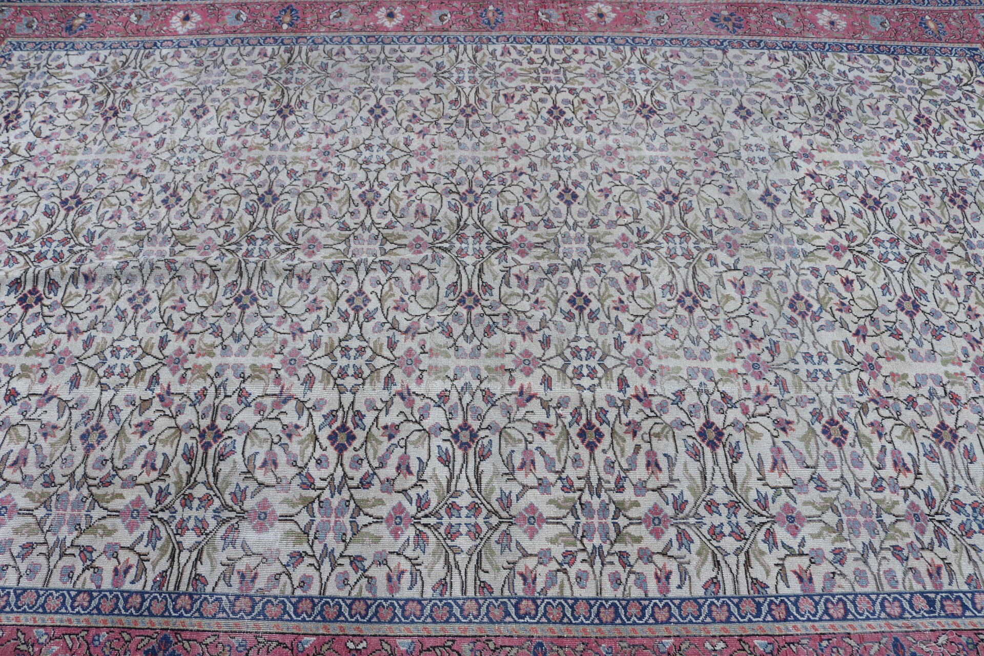 Vintage Halı, Oushak Halı, Fas Halısı, Oturma Odası Halısı, Bej Antika Halı, Salon Halısı, 6.5x9.8 ft Büyük Halı, Türk Halısı, Salon Halıları