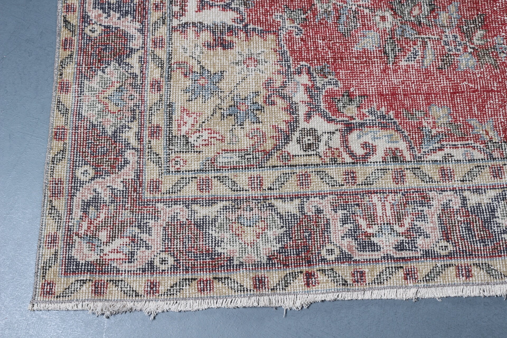 Kırmızı Yün Halı, Oryantal Halı, Salon Halısı, Vintage Halı, Yemek Odası Halıları, Türk Halıları, Ev Dekorasyonu Halıları, Soluk Halılar, 5,5x9,8 ft Büyük Halı